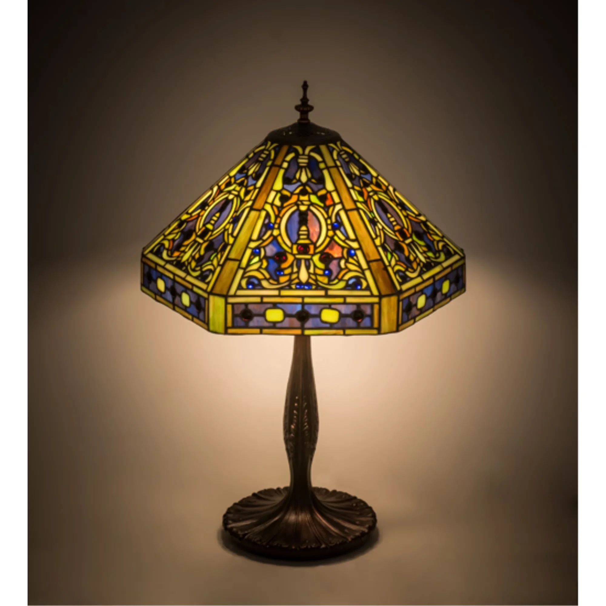 Table Lamp Quality with Dimmable, Tiffany Lamps - Blue Metal Or Polyresin Model 8B43A8