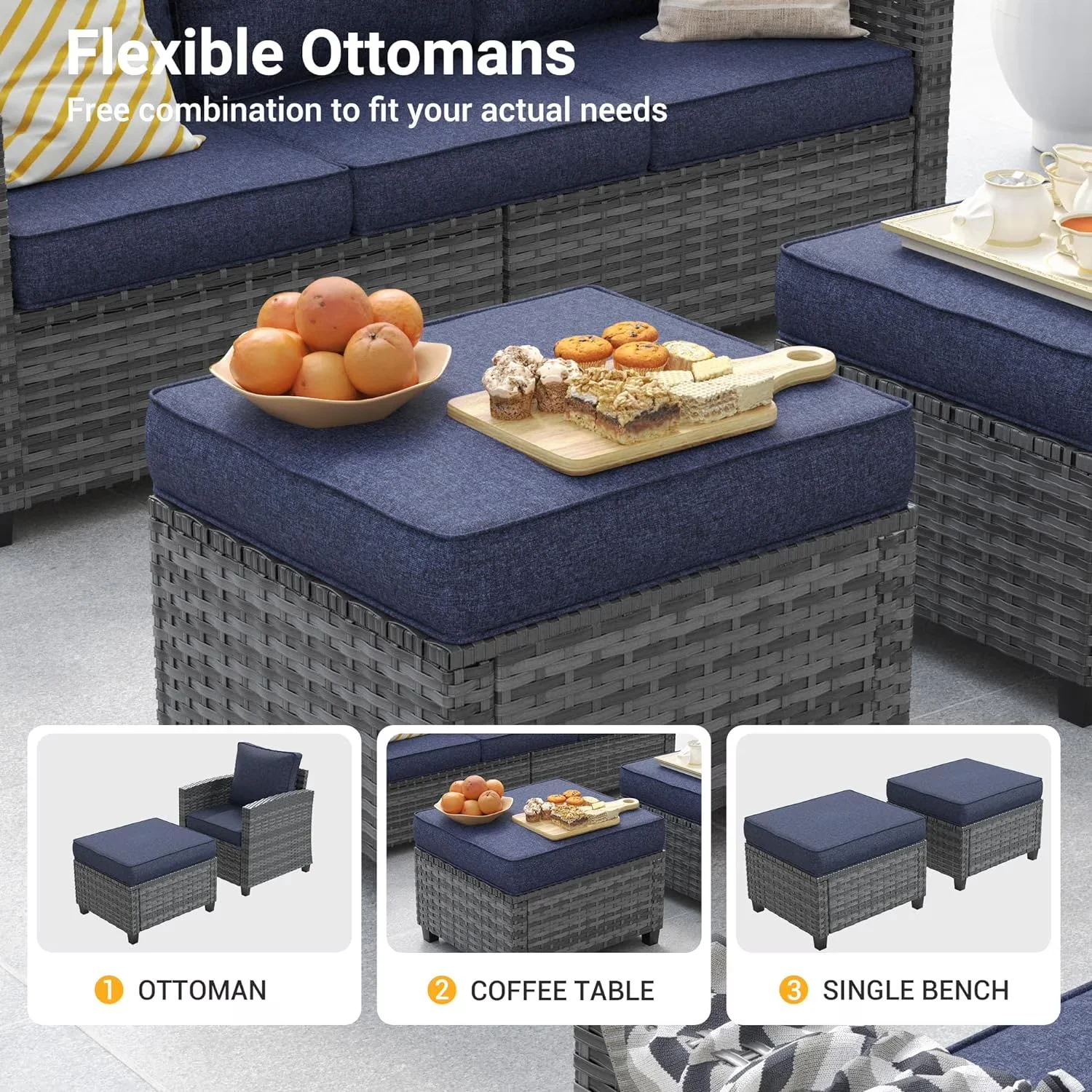 Innovative Patio Conversation Set with Weatherproof, 3 Packages - Pe Rattan Model 1DFF7C