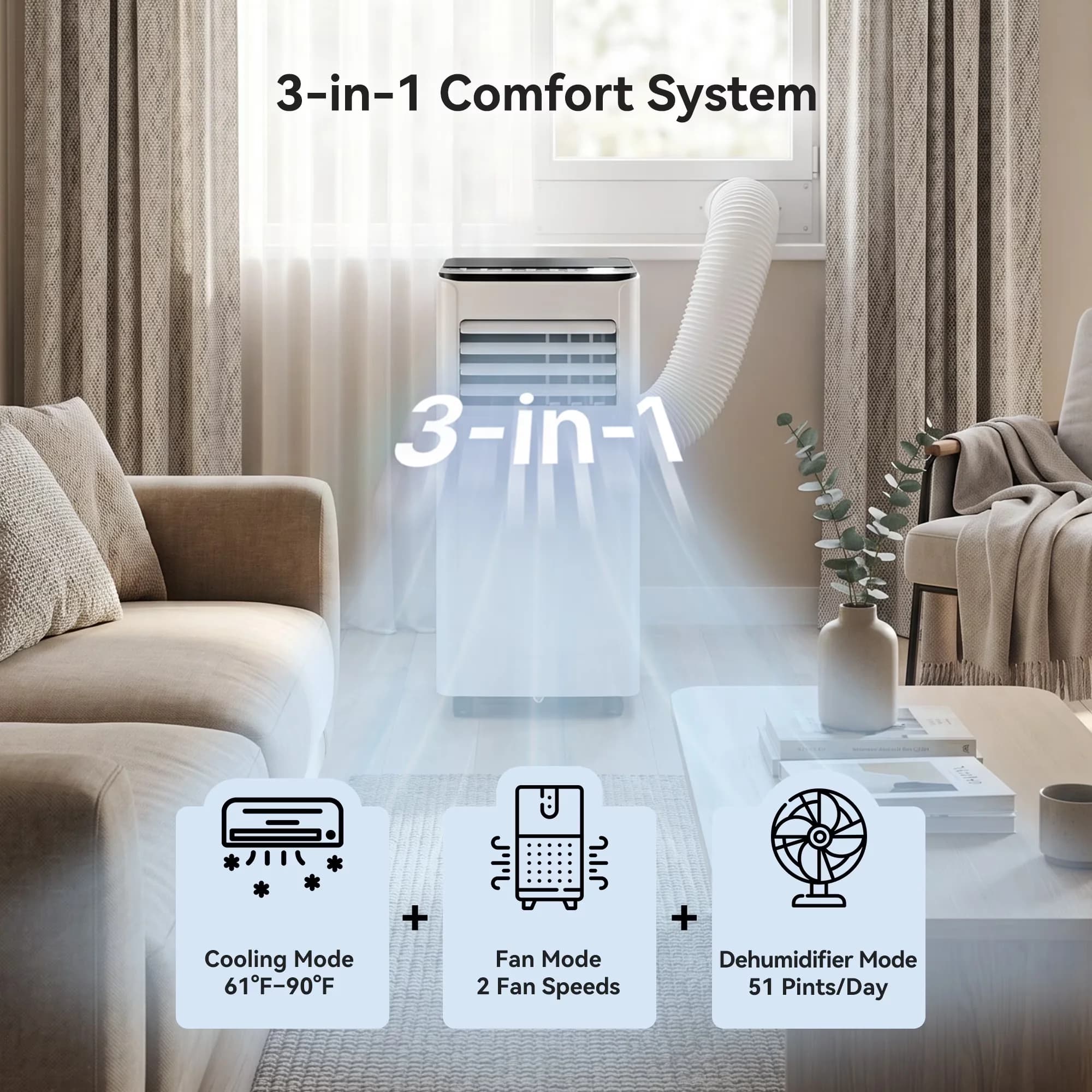 Quality Air Conditioner with 8000 BTU, Remote Controlled, 8000 BTU Portable - White Model A58DDB