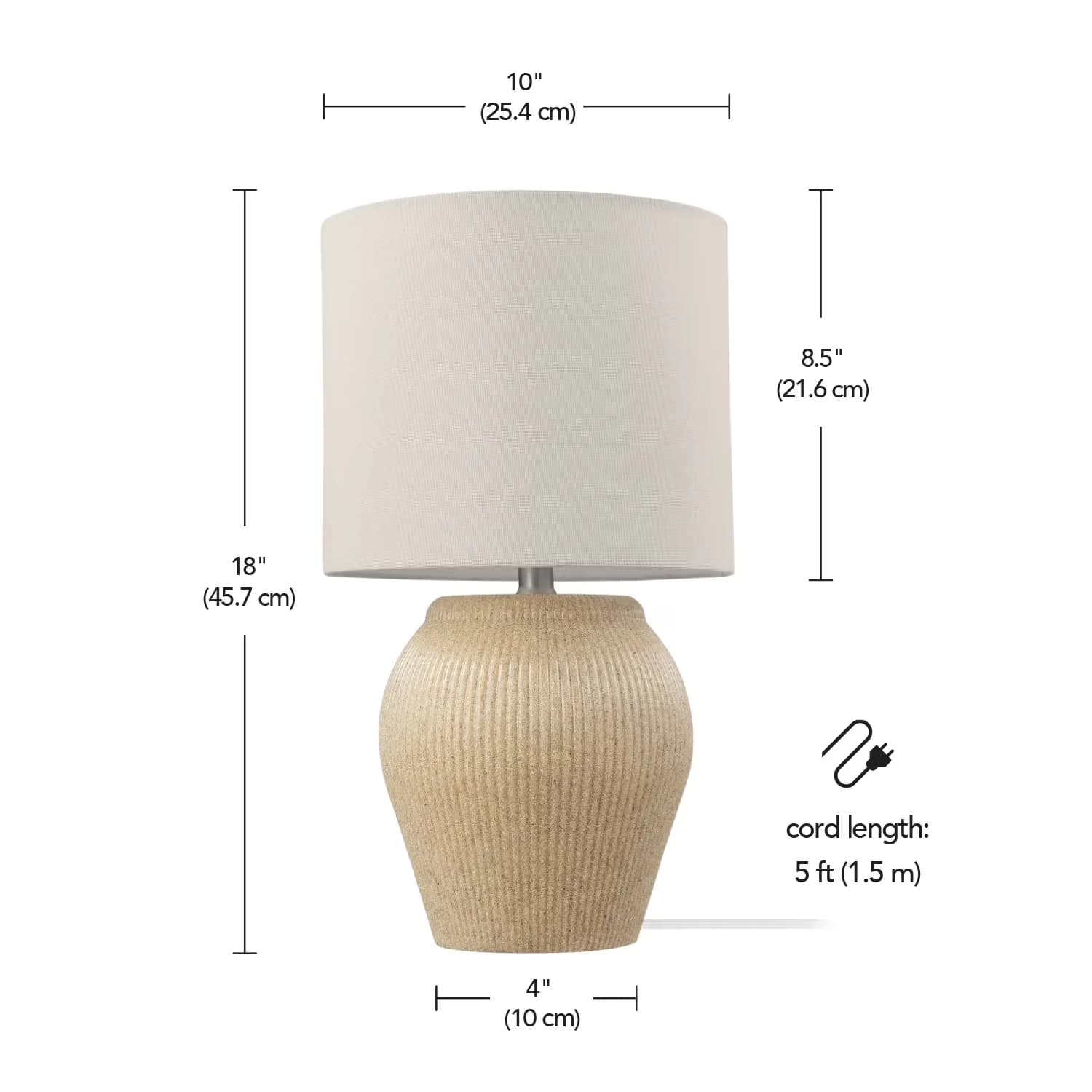 Durable Table Lamp with LED, Modern, 18" Soft Beige Ceramic - Ceramic Beige, White Model 90EF8C