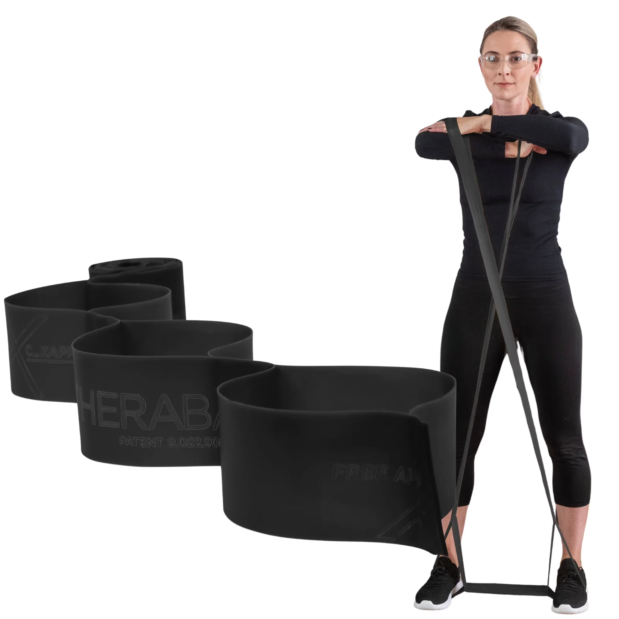 Sleek Home Gym Accessory with Anti-Slip, Elastic Band - Black Natural Rubber for Home Model B7F4A3