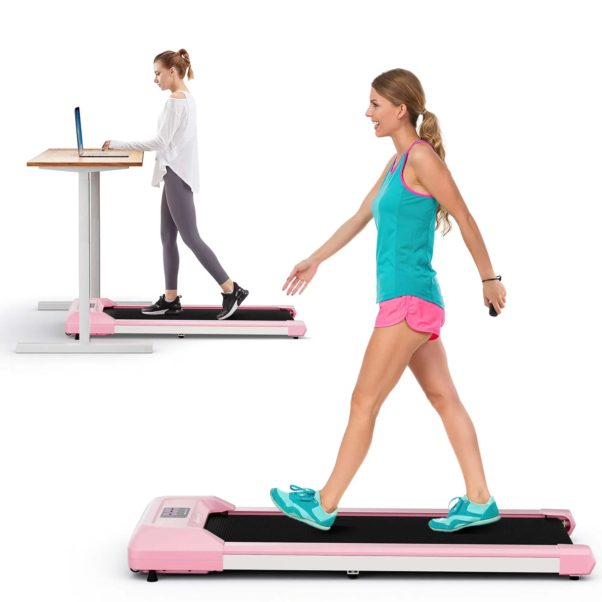 Compact Home Gym with LED, Digital Display, Foldable - Pink Metal, Abs, Pc Model 107A00
