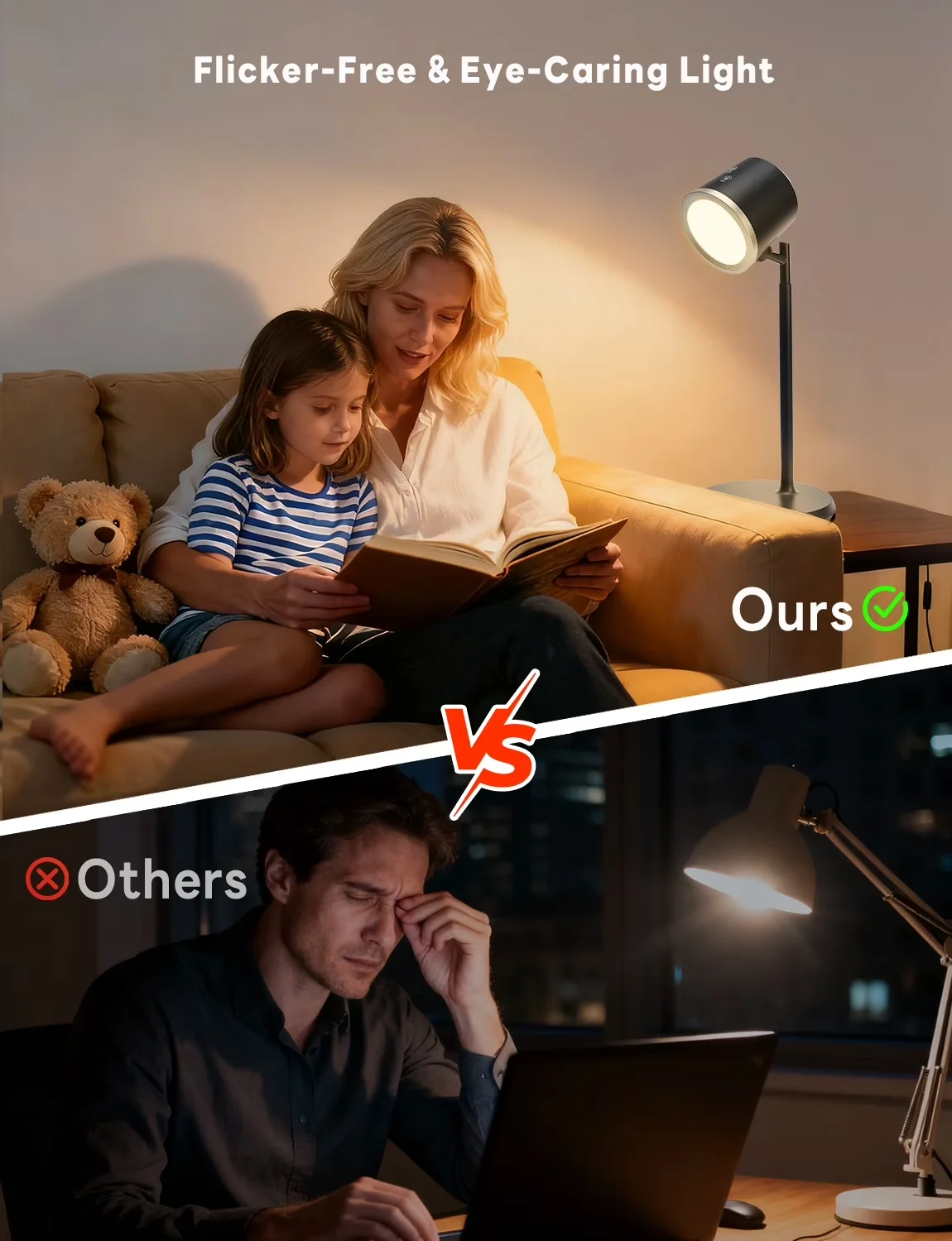 Desk Lamp Durable with LED, Battery, Energy Efficient - Abs Black for Office, Study Model B1ACF2