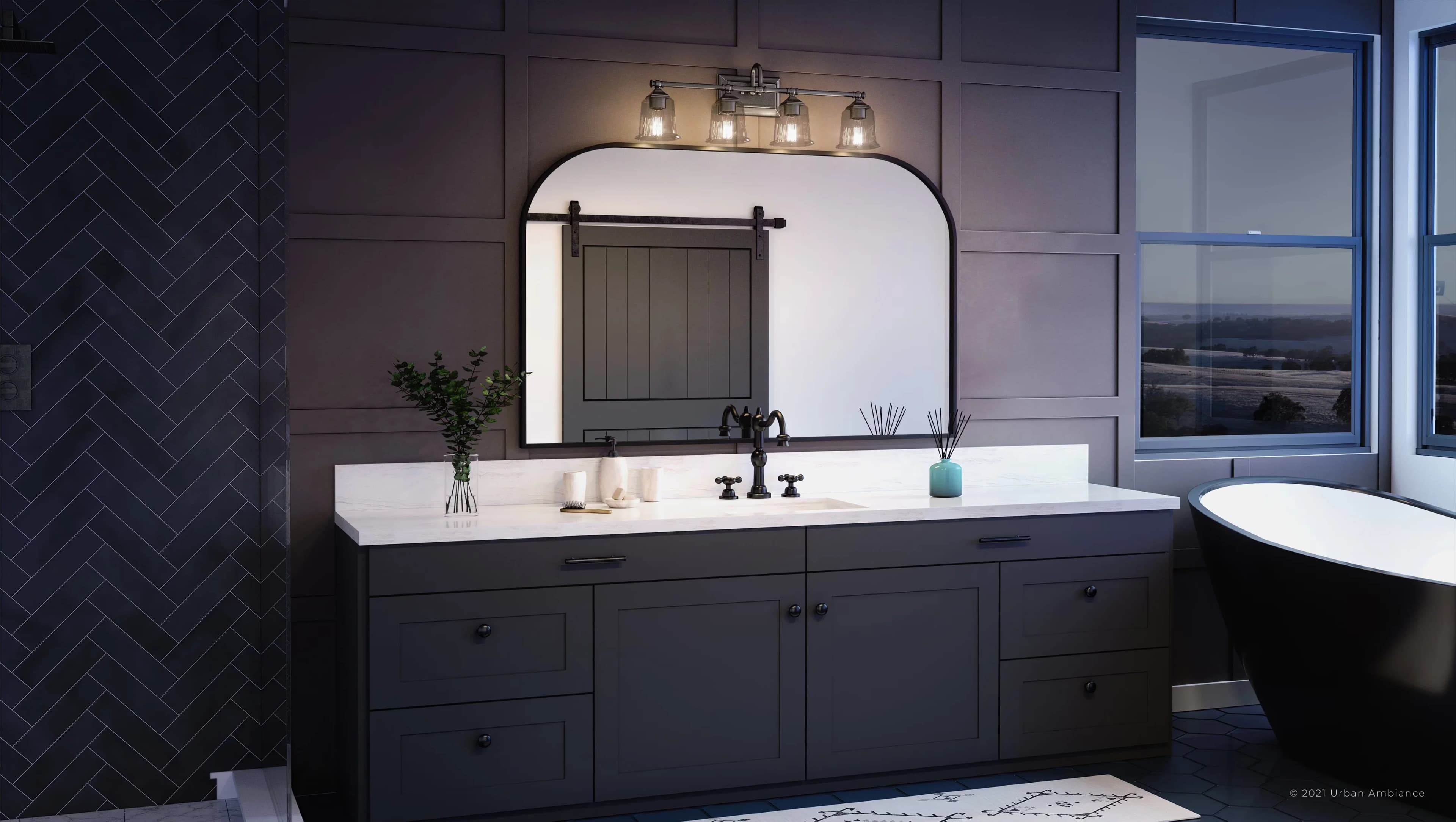 Bathroom Renovation Quality with Incandescent, Dimmable, Traditional - Steel Silver Model 71467B