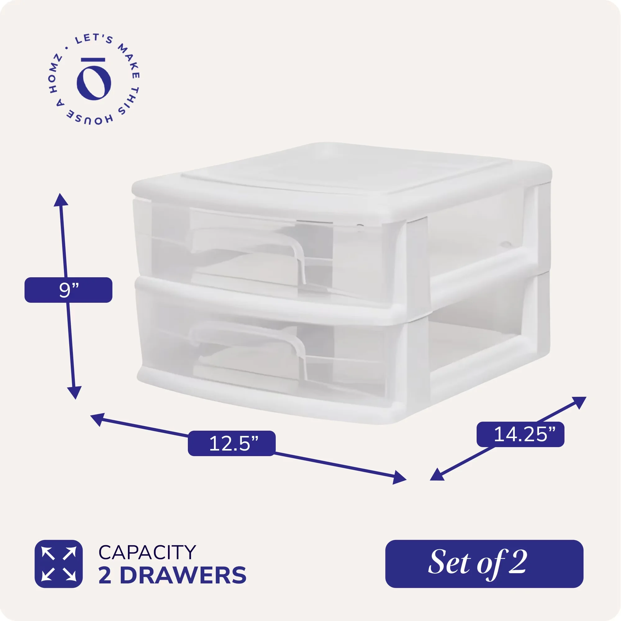 Professional Garage Storage Supply with Wheeled, Clear Drawer 2pk, White - White Plastic Model 612793