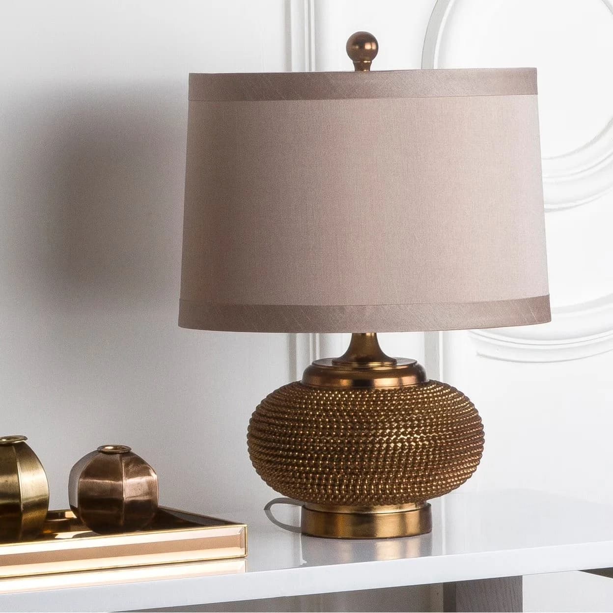 Durable Lamp with Incandescent, Contemporary, 19-INCH H GOLD BEAD - Multicolor Resin Model 25E1C3