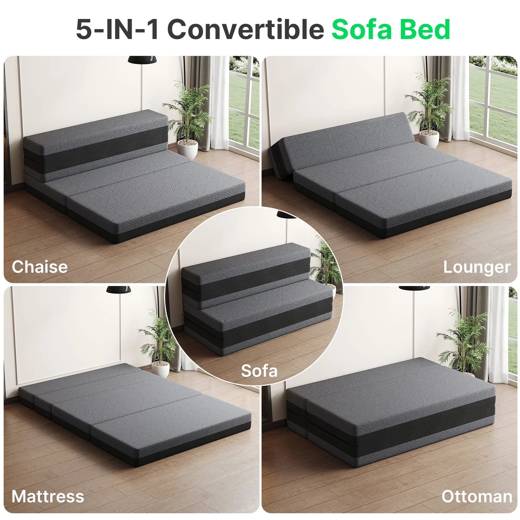 Sleek Mattresses Accessory with Mattress-In-A-Box, Cooling Technology - Memory Foam Black for Guest Room, Apartment Model C2BB54
