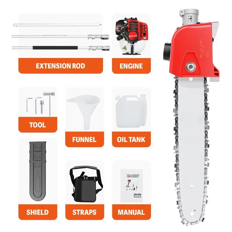 Reliable Pole Saw with 0.7L Fuel Tank, Maximum Output Power: 0.65kW/7500rpm - Red Model 08647F