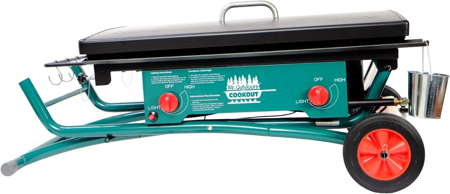 Gas Grill Stylish with 80000 BTU, Portable - Black And Geen Heavy-Duty Model 0571FD