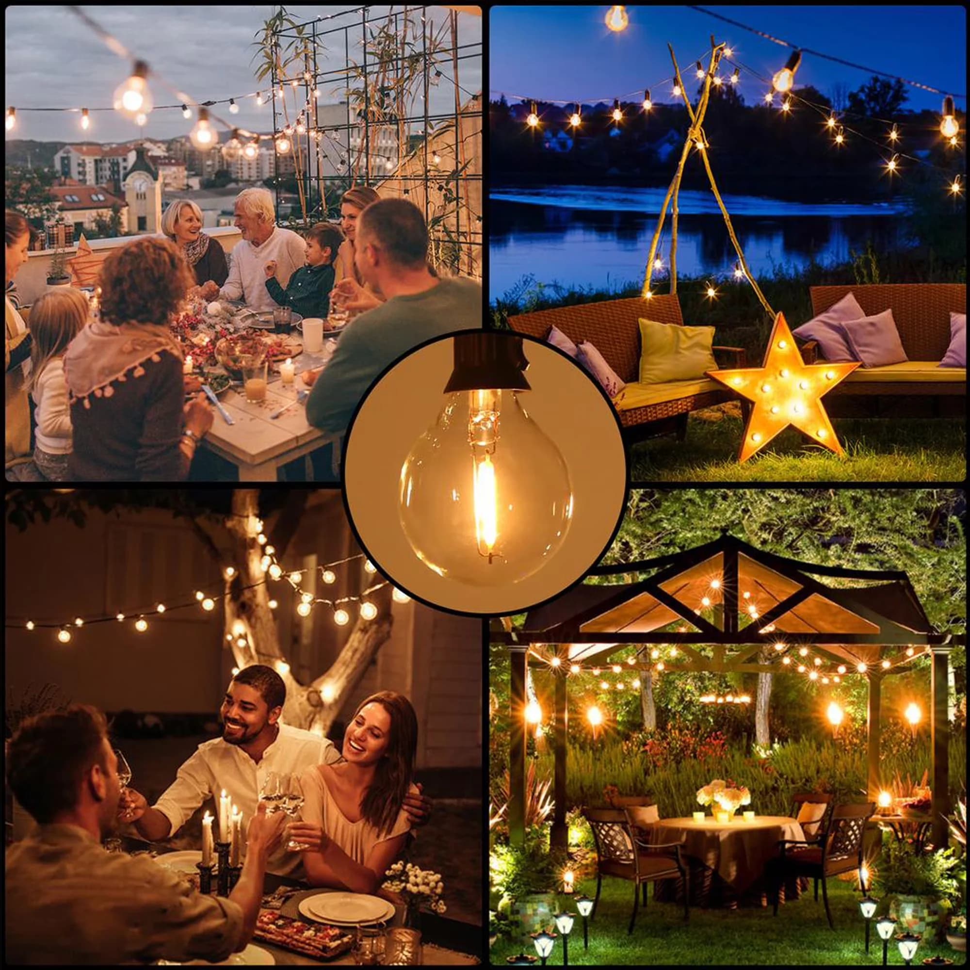 Stylish Led Lighting with LED, Waterproof, Waterproof 100FT Outdoor String Lights - Yellow Model EB2EC2