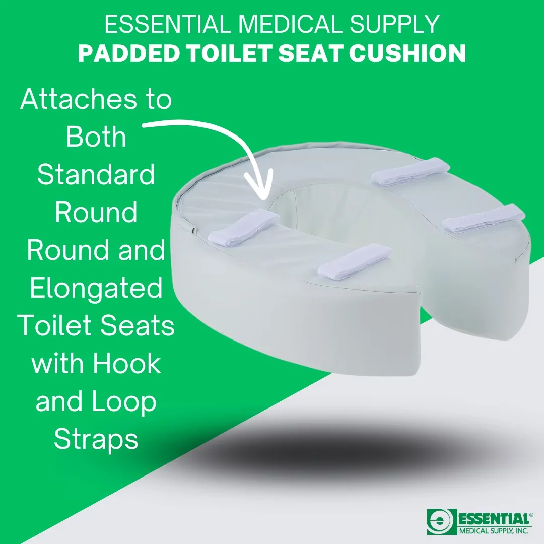Quality Toilet Seats And Lid with Foam Padded Seat Riser, Attachment Washable Cover - Vinyl White Model 042946