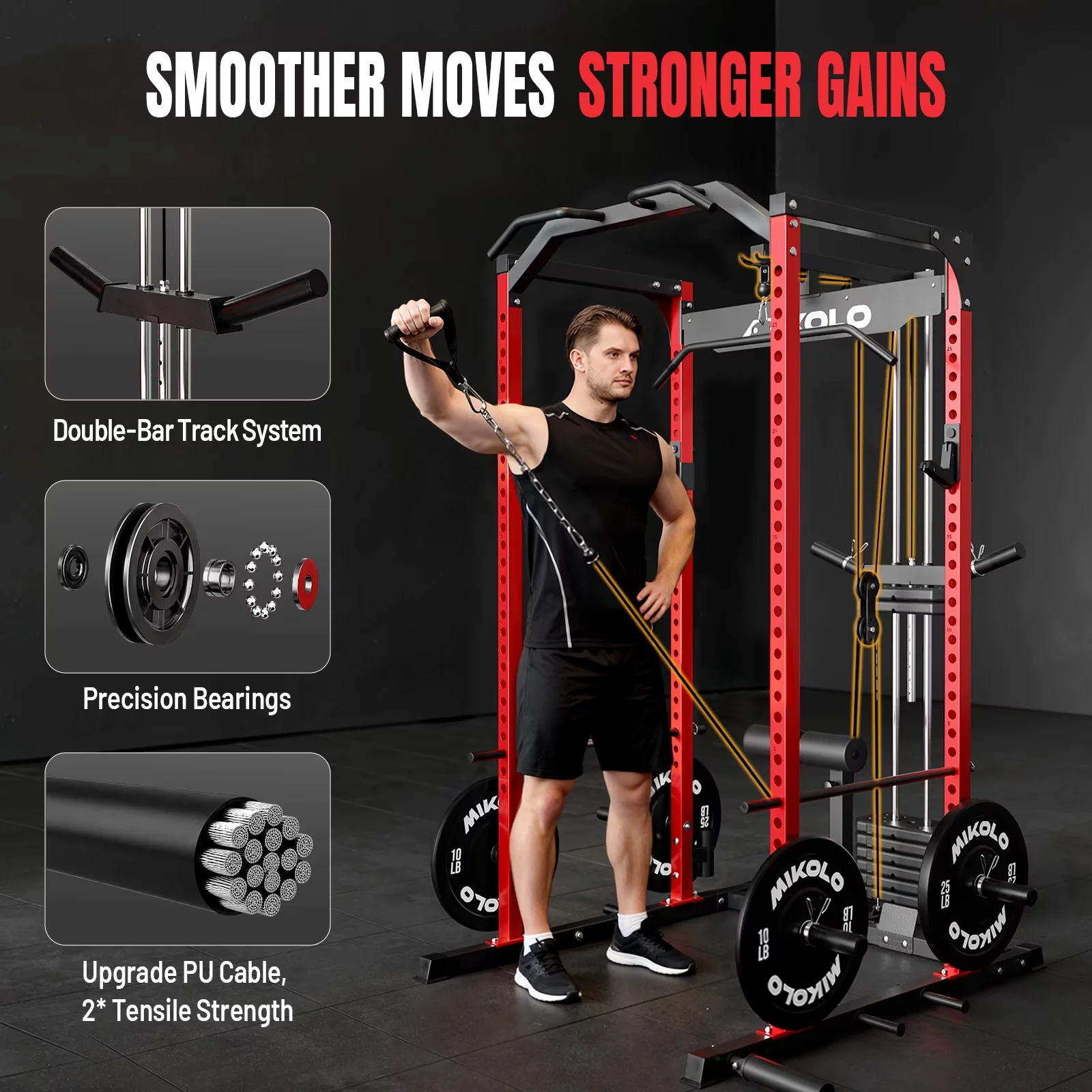 Home Gym Classic with Multifunctional, Assembly Required, Adjustable - Steel Red for Home Model A63C93