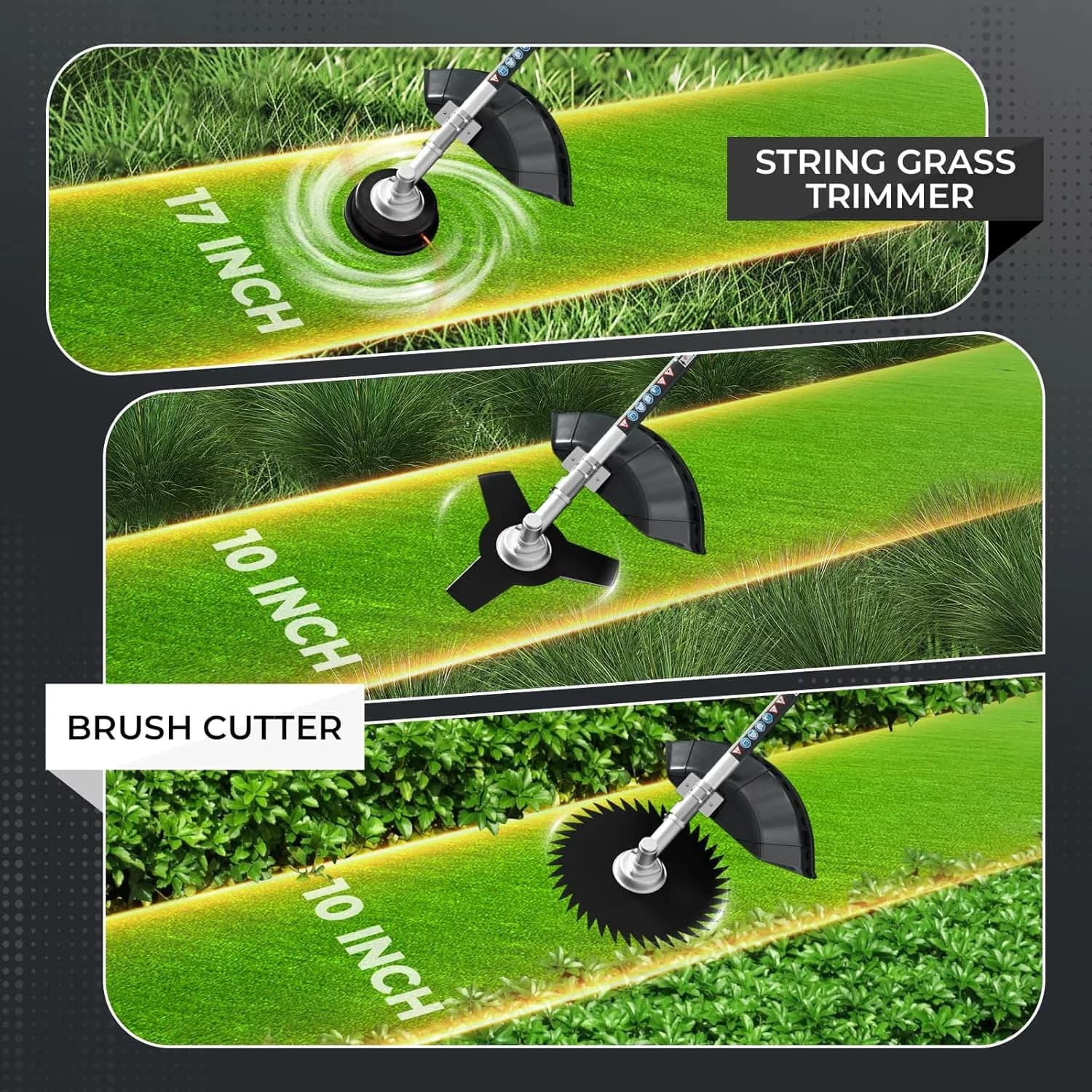 Modern String Trimmer with Attachment Capable, Includes Head, 3-in-1 2-Stroke & Brush Cutter - Green for Garden Model 10E5FC