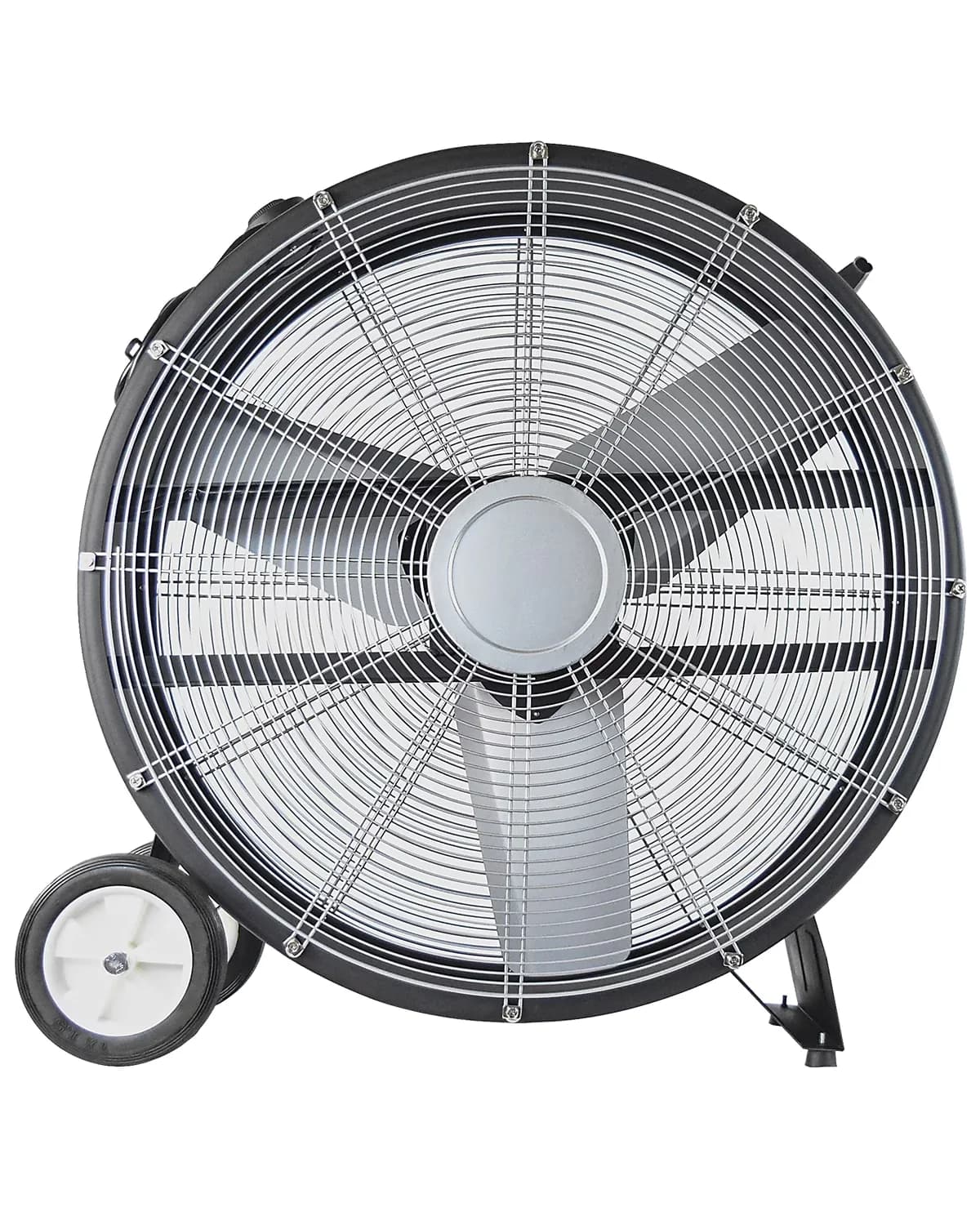 Essential Fans In Cooling with Nonskid positioning legs, 30" Direct Drive Drum Fan - Black Metal Model 789CC7