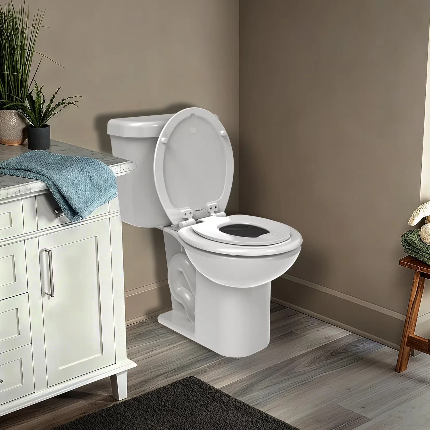Versatile Toilet Seats And Lid with Easy To Clean, Slow-Close Lid - White Heavy-Duty Wood & Pp Model 1D23BB