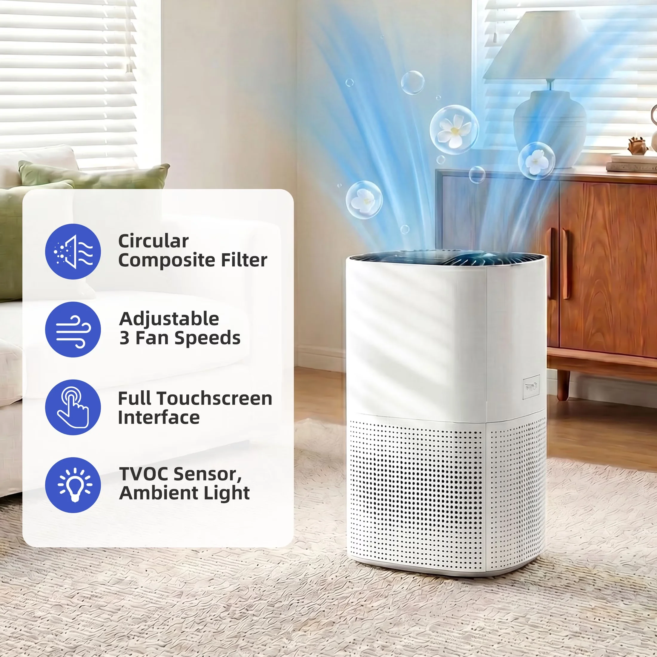 Air Purifier Classic with Variable Speed - White H13 - Easy to Use Model D1B163