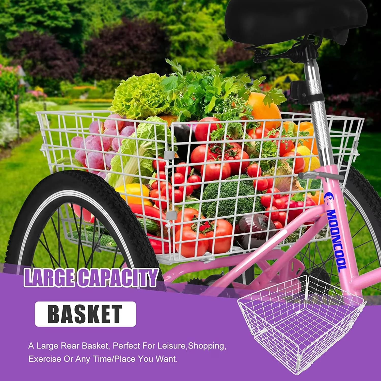 Stylish Mountain Bike with Adult Tricycle 7 Speed - Pink 24 inch - Long-Lasting Performance Model FF77A8