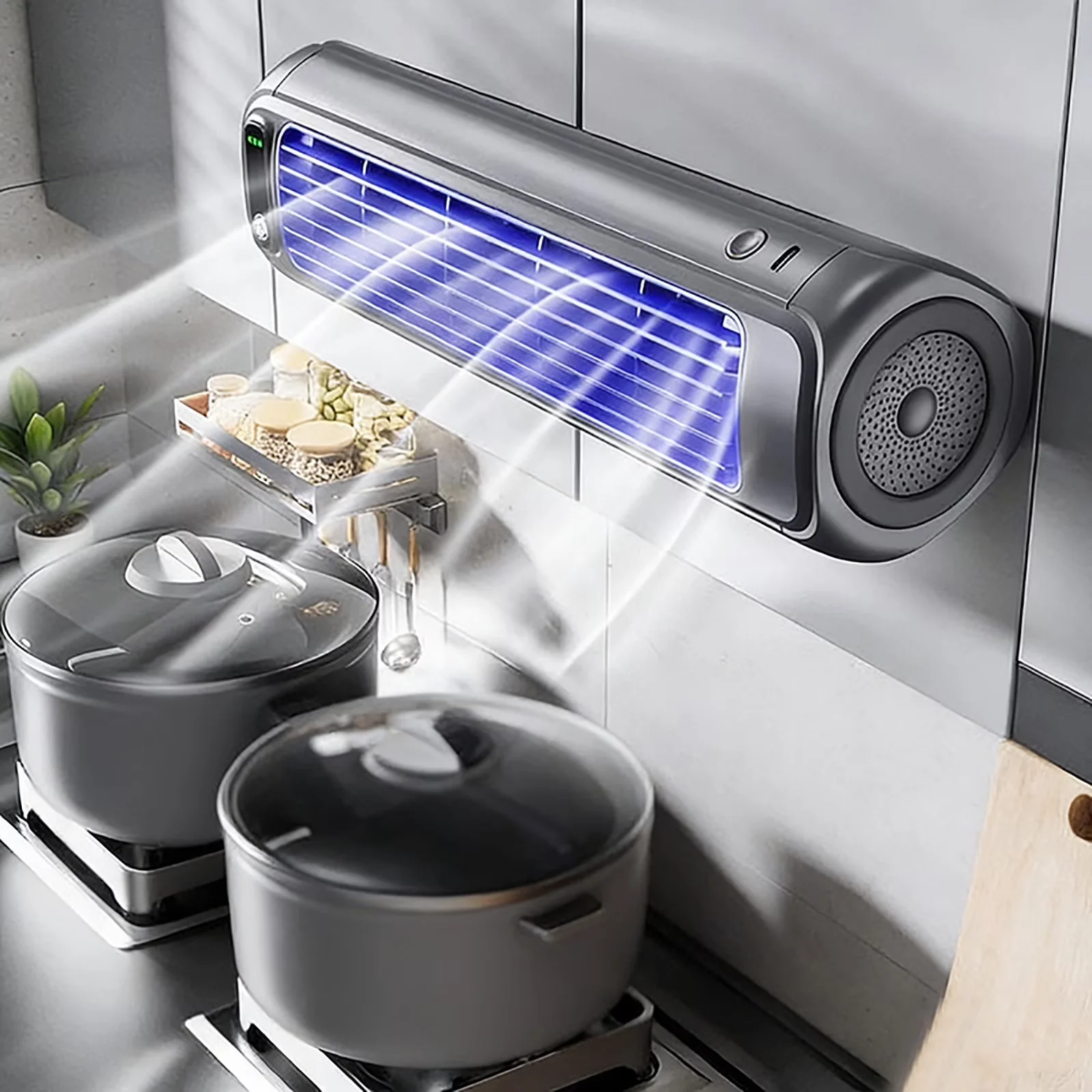 Fans In Cooling Durable with Battery, Rotating Head - Gray Plastic for Home Office, Bedroom Model 40DA5D