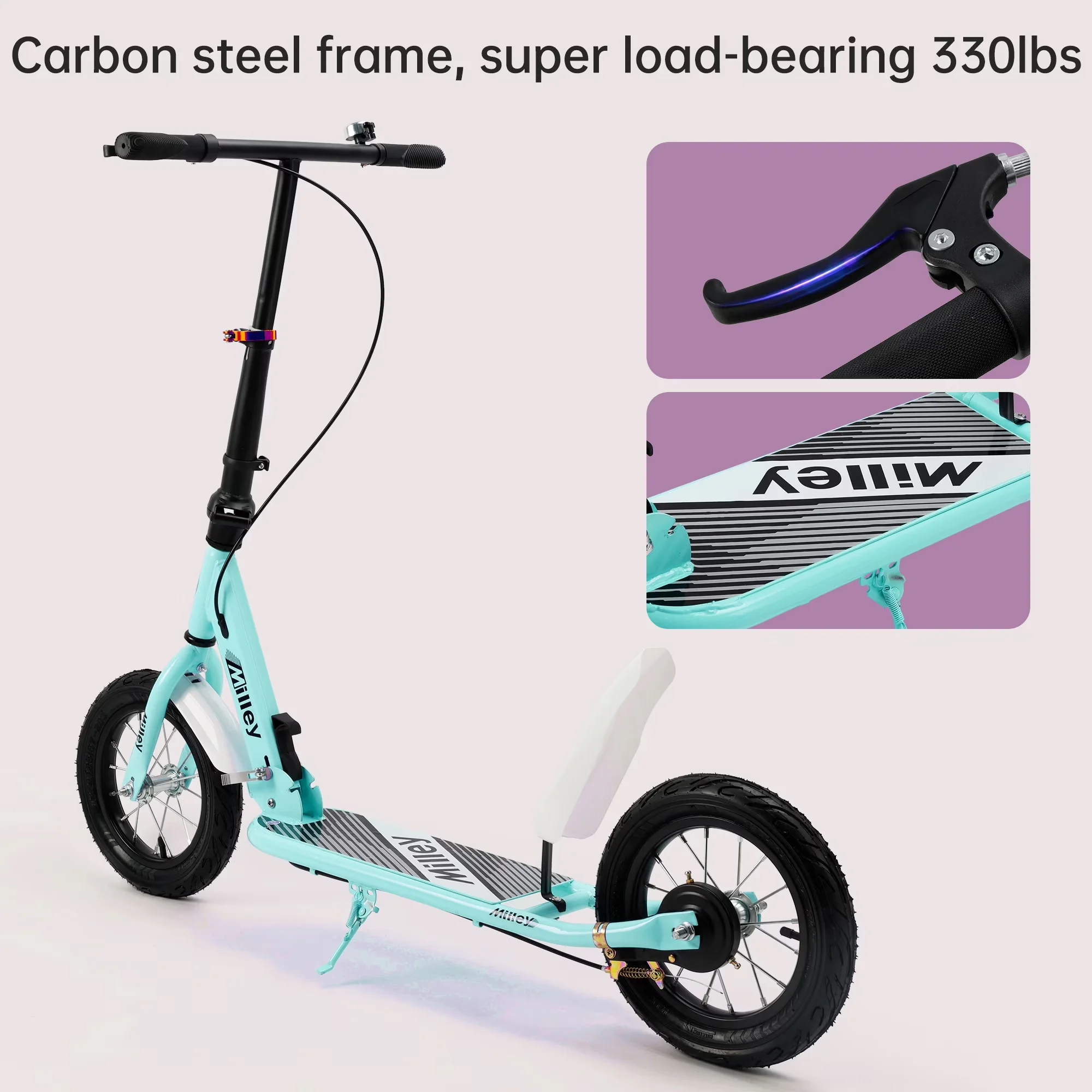 Essential Scooter with Lightweight, Foldable - Metal Green Shock - Traditional Style Model 8ADB84