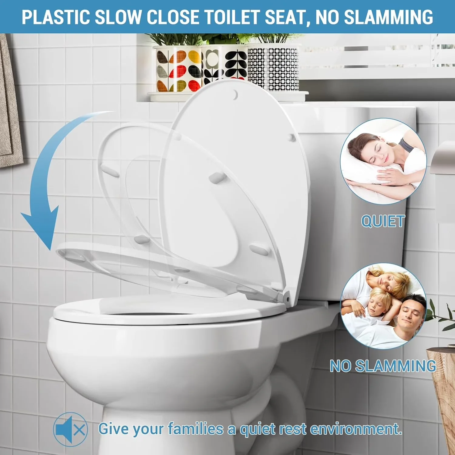 Professional Toilet Seats And Lid with Easy Installation, White Seat - Acrylonitrile Butadiene Styrene Plastic White Model 7AAD69