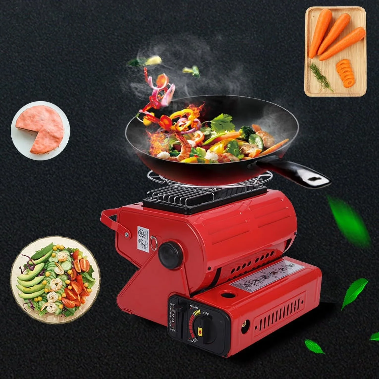 Sleek Portable And Electric Space Heater with Red Gas Radiant - Red - Industrial Grade Model C96C55