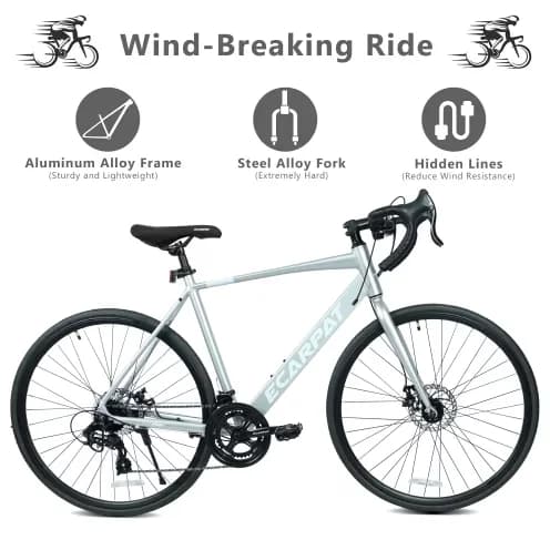 Road Bike Innovative with Lightweight, Adjustable Seat - Silver A28320R Model 6C7E7A