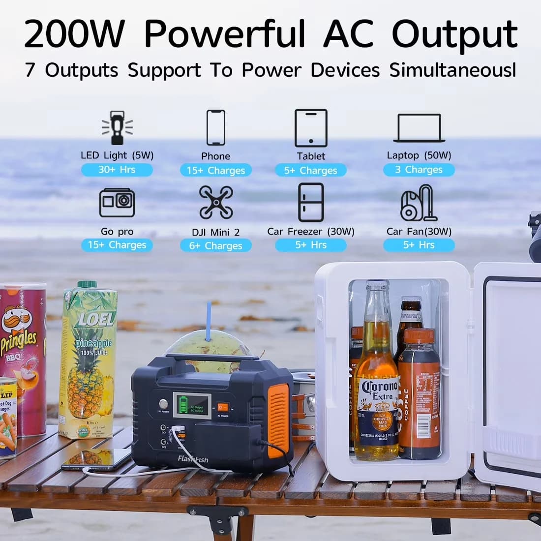 Generator Innovative with 200W, Short Circuit Protection, Usb Port for Camping, Travel - Model 490055