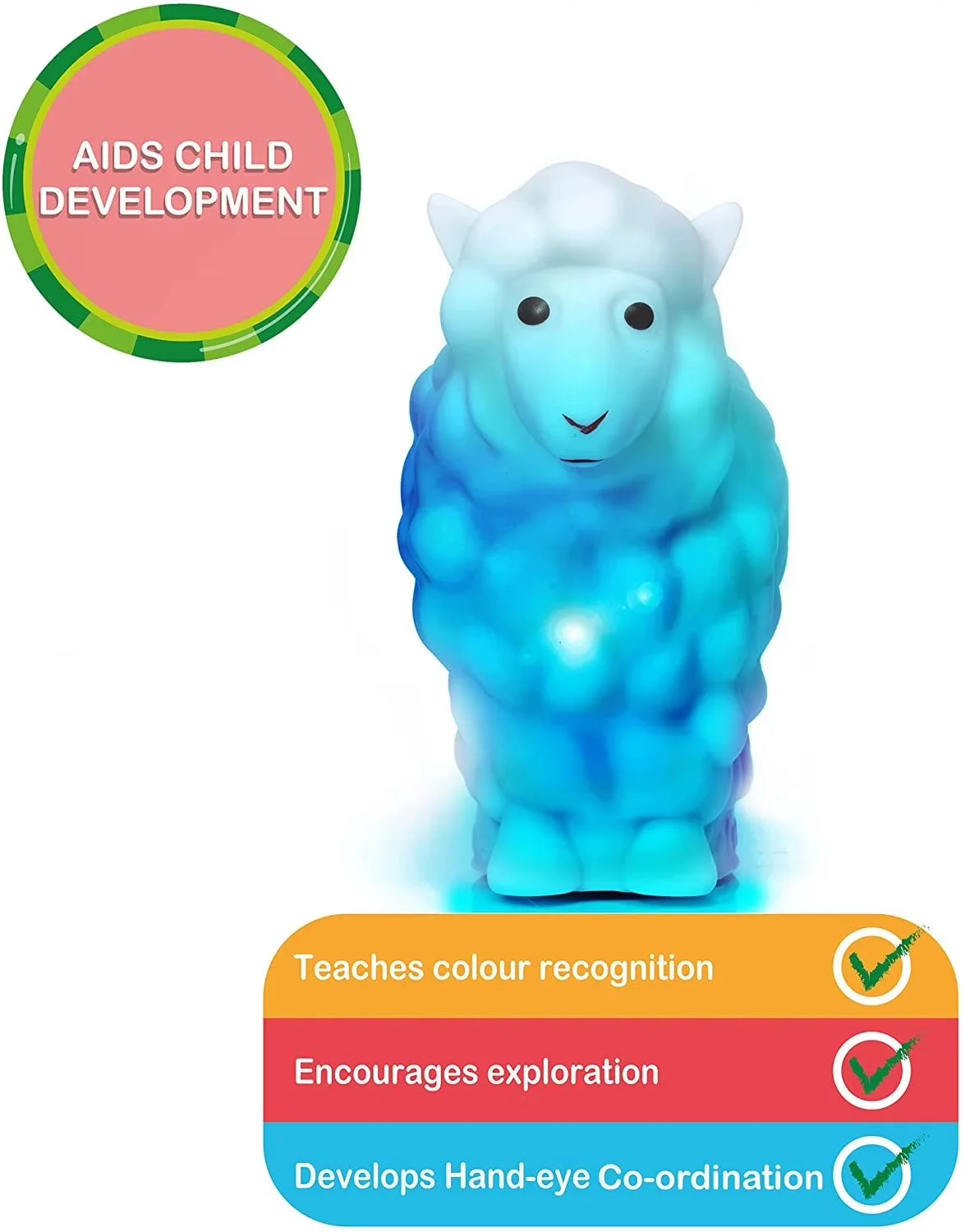 Modern Led Lighting with LED, Battery, Sheep is approx 5" x 4.5". - Multicolor Model 67AA7D