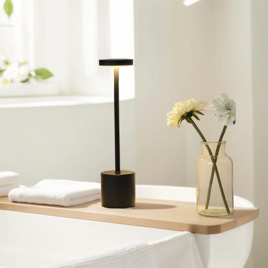 Classic Desk Lamp with LED, Battery - Metal Black, Gold, White, Silver, Pink Model 7A0C4C