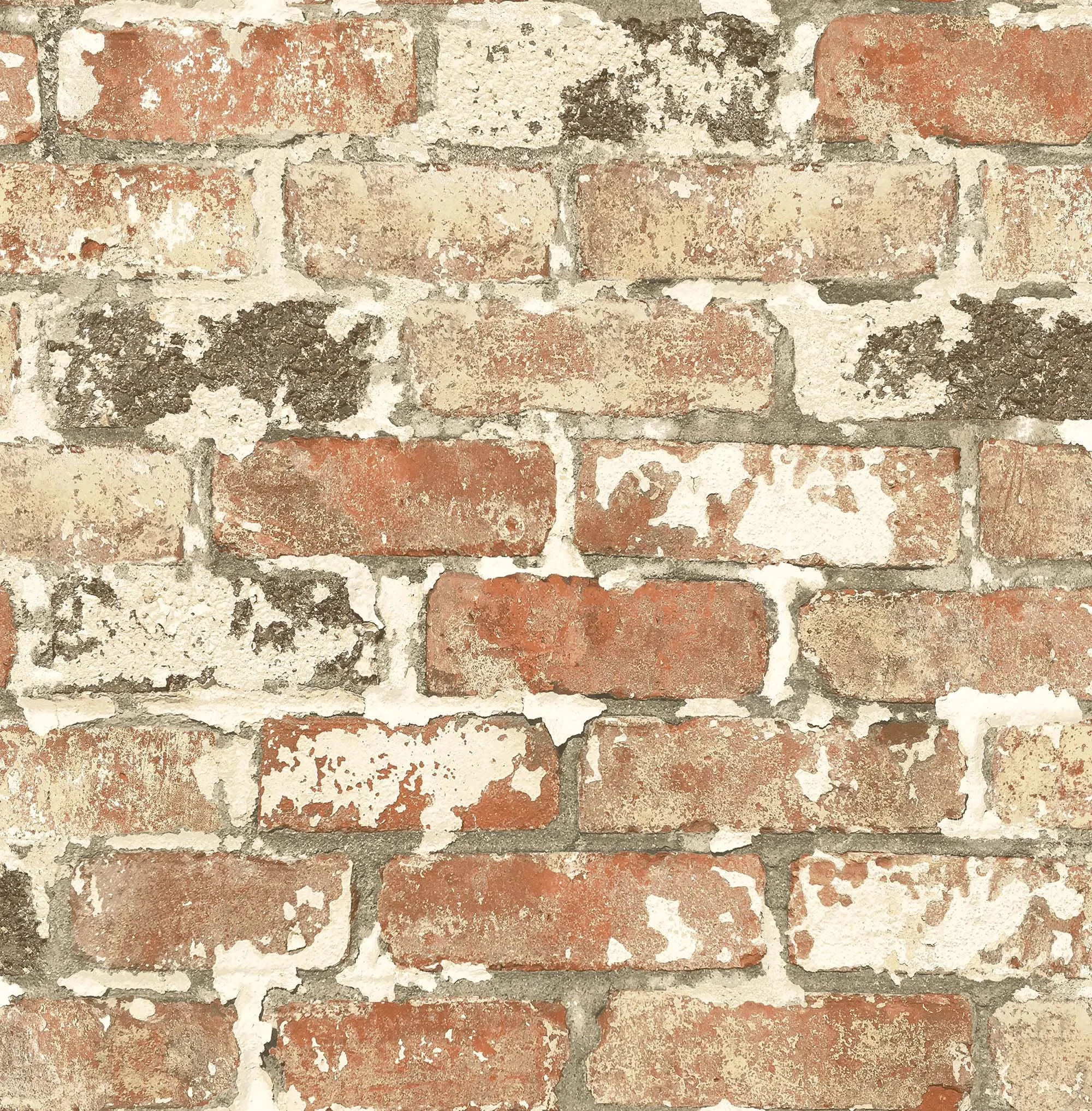 Versatile Wallpaper with Removable, Weathered Red Brick Peel and Stick - Vinyl Black, Gray Model BA4181