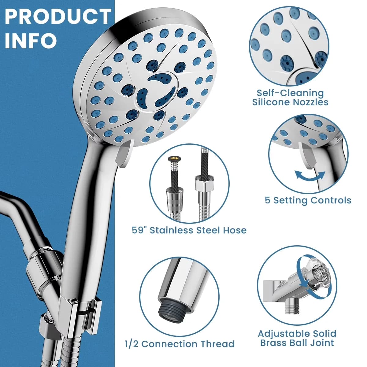 Innovative Bathroom Renovation with Adjustable Angle, Shower Head - Abs 4.5" Model 2F427F