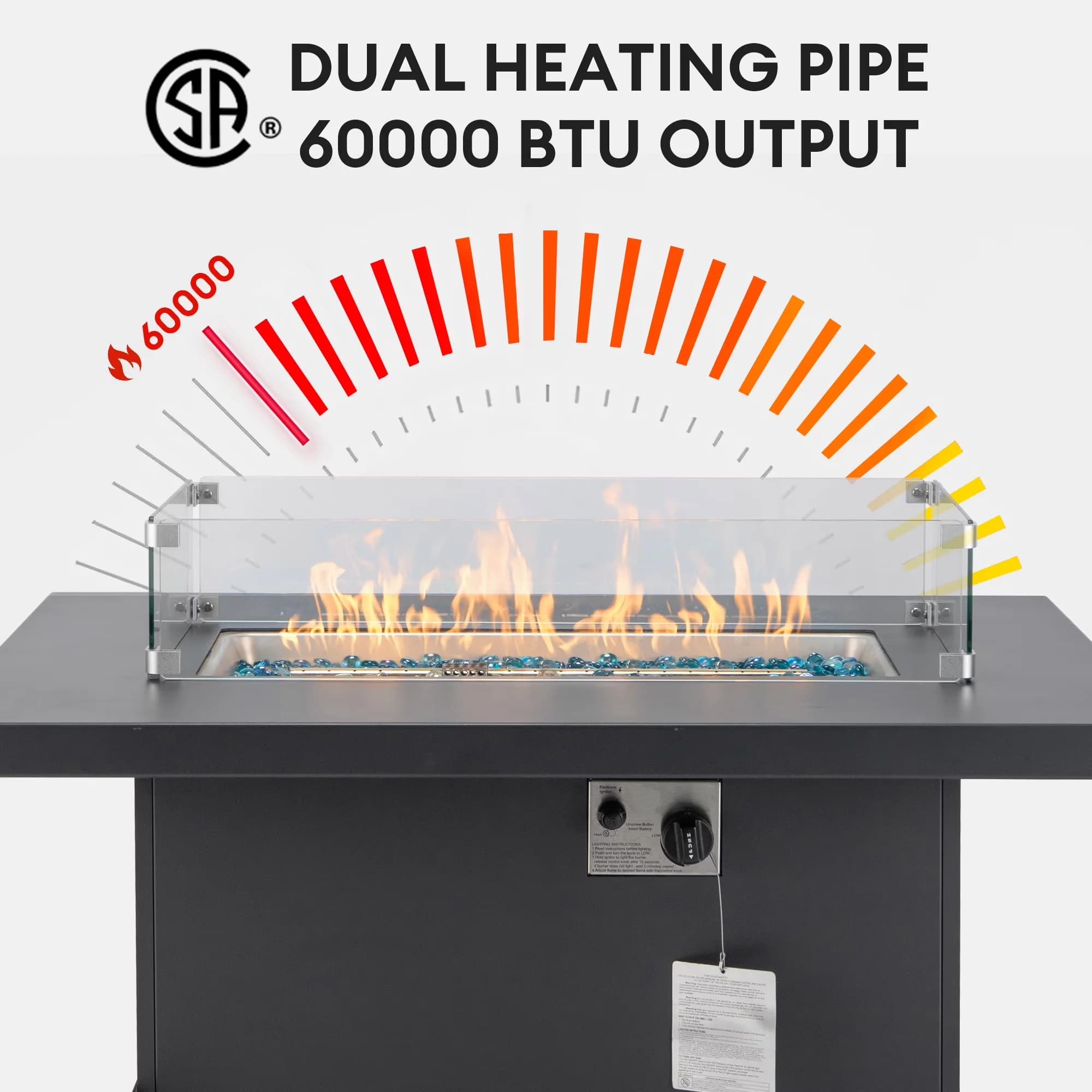 Innovative Outdoor Heating with 60000 BTU, Smokeless, 43" Aluminum Propane Fire Pit Table - Gray Aluminum Model 4AEA3D