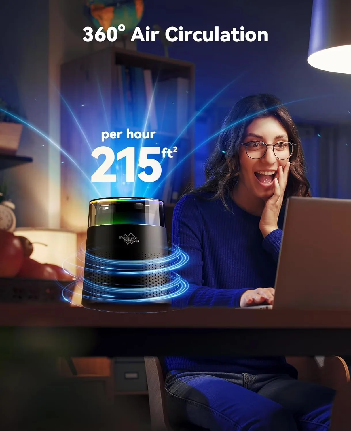 Reliable Air Purifier with LED, Filter Change Indicator, Variable Speed - Model 7324C8