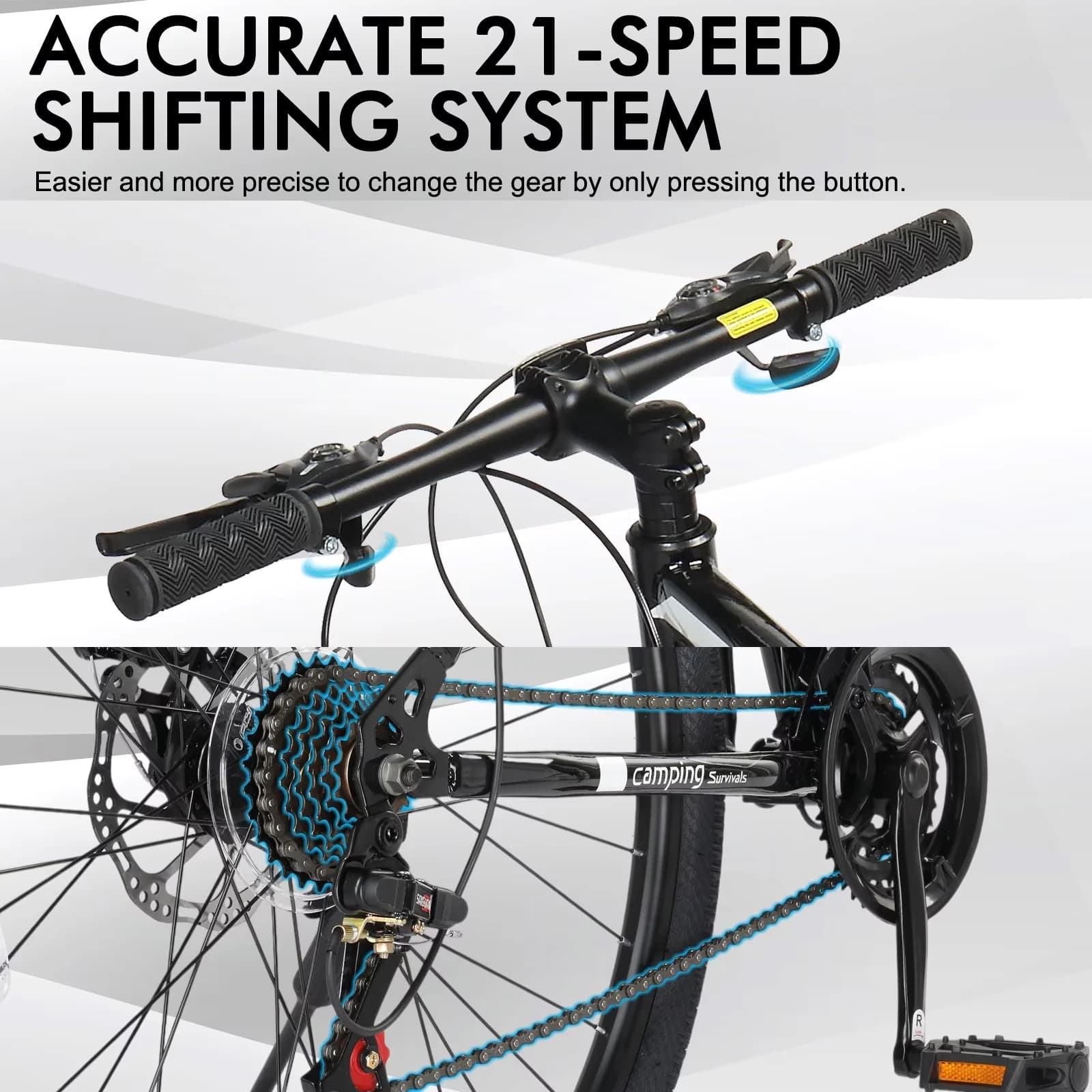 Sleek Mountain Bike with Adjustable Height, Adjustable Speed, Lightweight - Silver Model 0BB928