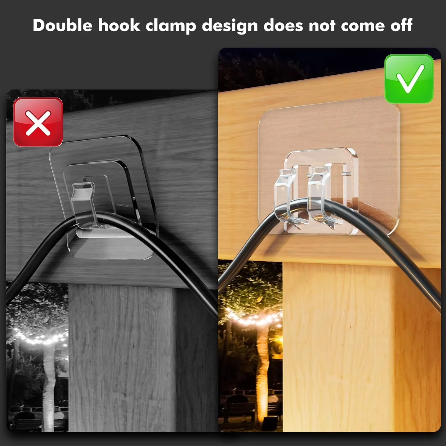 Fastener Compact with Waterproof, 100Pcs Hooks - Plastic Clear for Outdoor, Indoor Model 6024CF