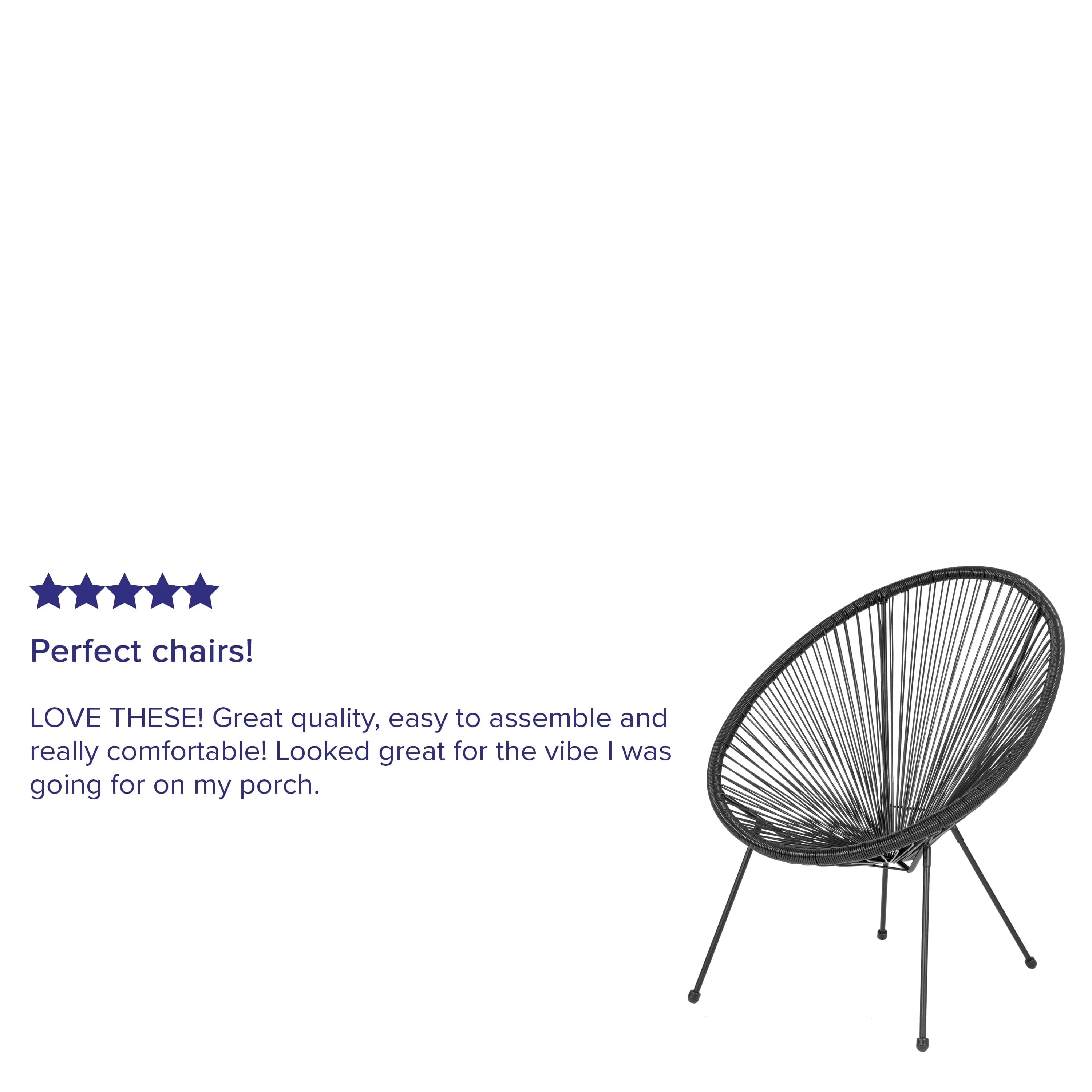 Durable Patio Chair with Contemporary, Stackable, Oval Shape complements many décor styles - Steel, Rattan, Plastic: Polyethylene Black Model E14F97