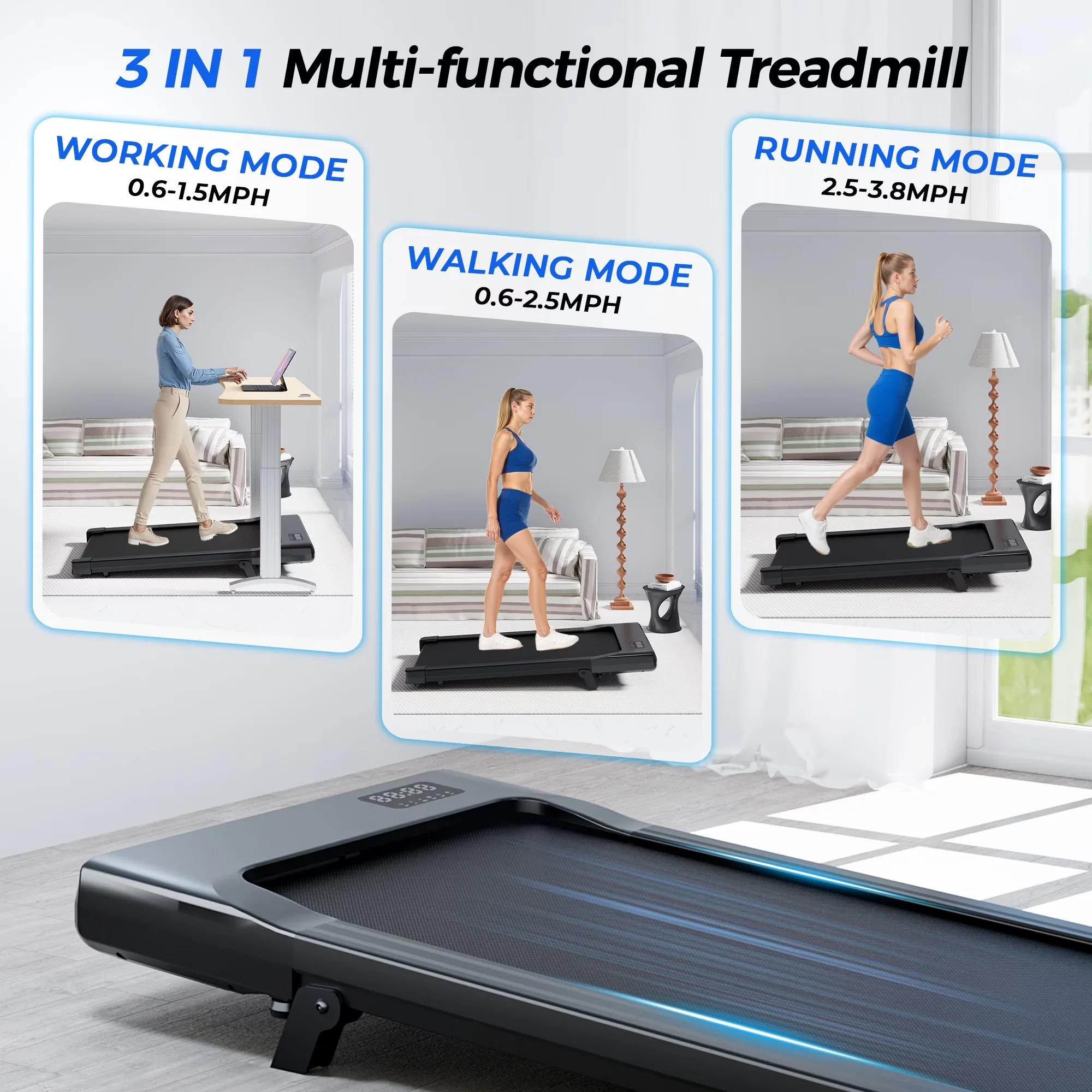 Versatile Home Gym with LED, Has Wheels, App Compatibility - Black Walking Model CA607D