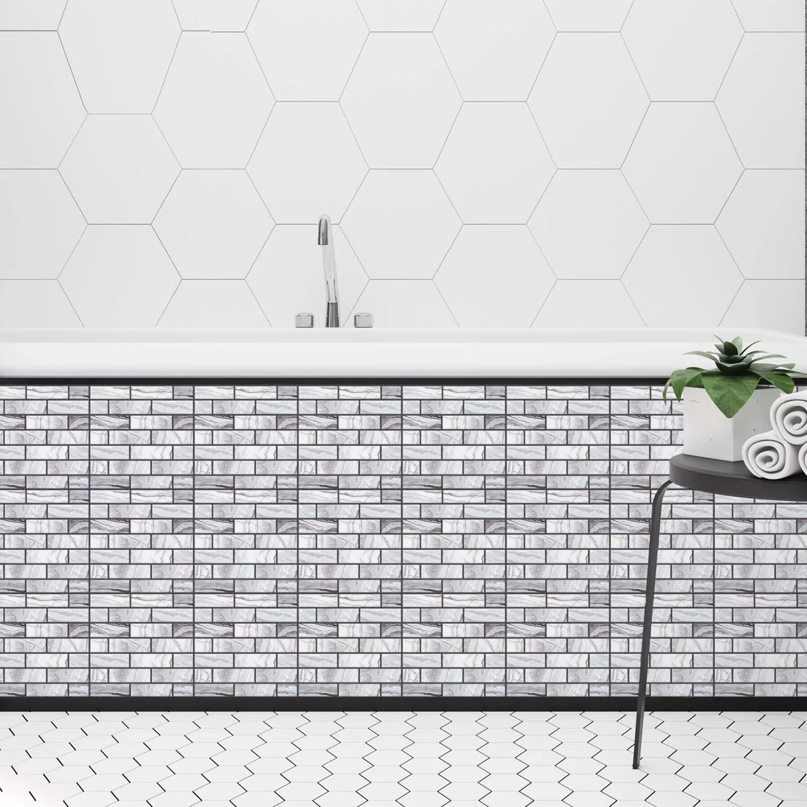 Compact Wallpaper Wall Decals Wall Covering with Stain Resistant, Peel and Stick Kitchen Backsplash - Pvc 11.8" x 11.8" for Living... Model 3E4E14