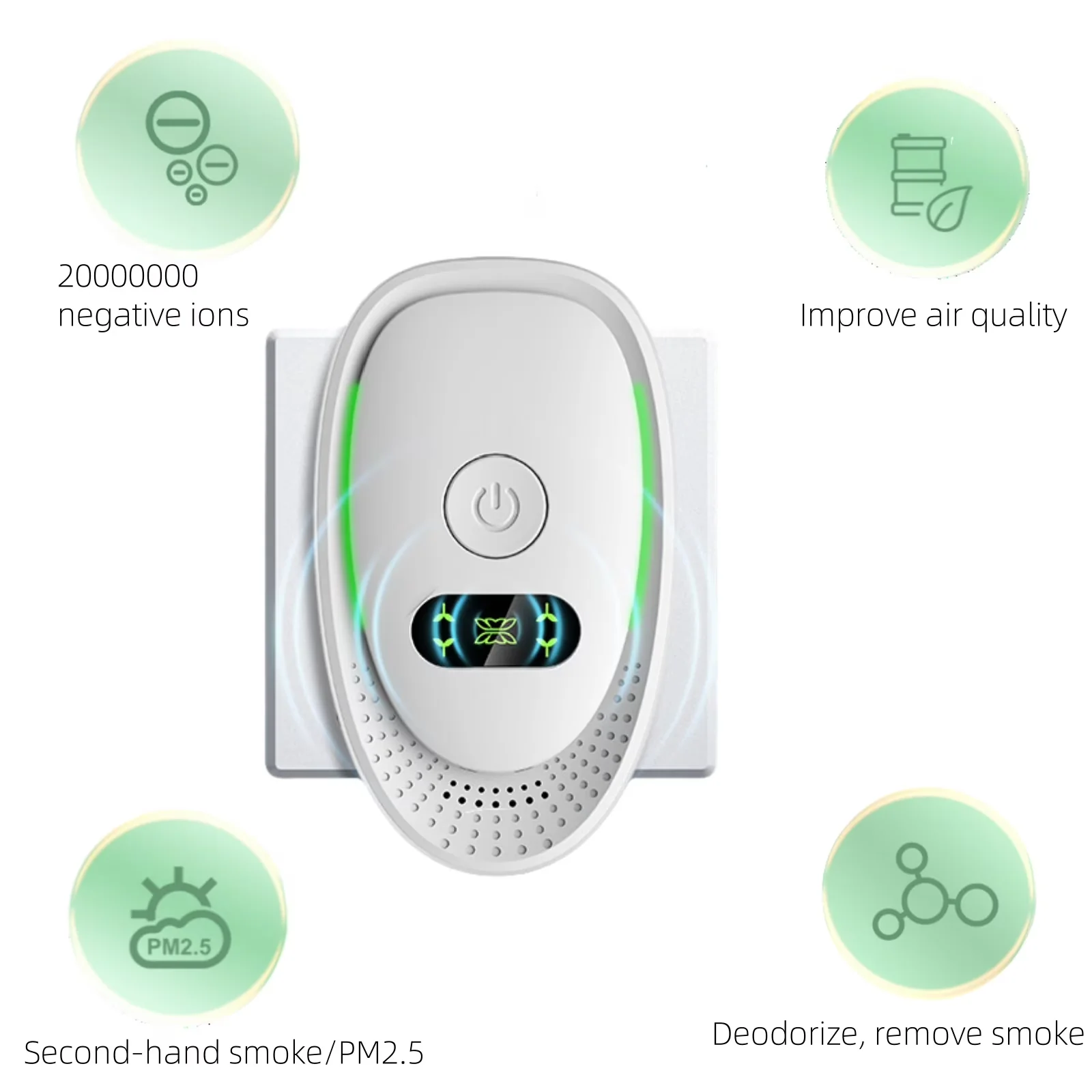 Durable Air Purifier with 2Pack Plug-in Quiet - White for Bedroom, Kitchen Model 1C7785