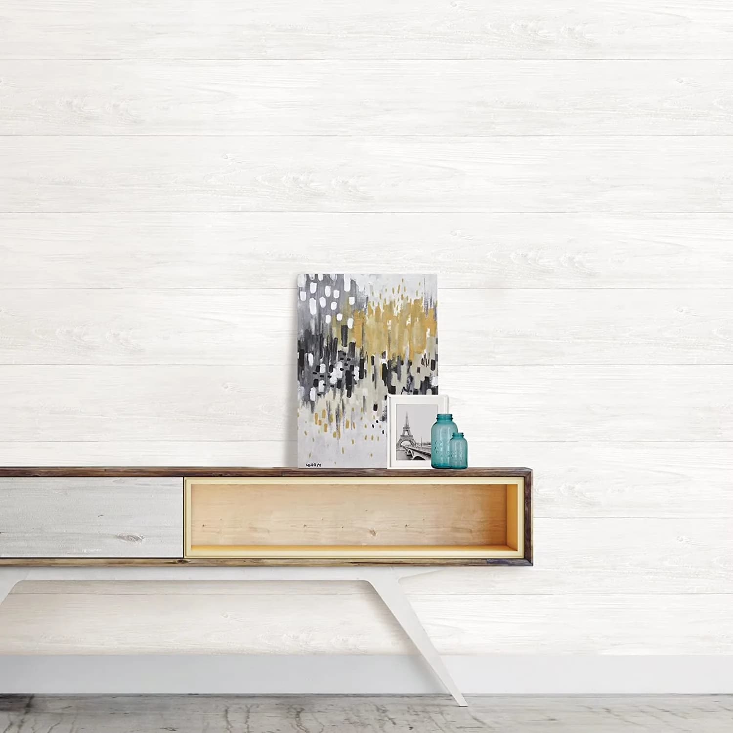 Wallpaper Wall Decals Wall Covering Classic with Removable, Shiplap Peel And Stick Vinyl, Covers about 30.75 sq. ft. - White Vinyl Model E34B7F