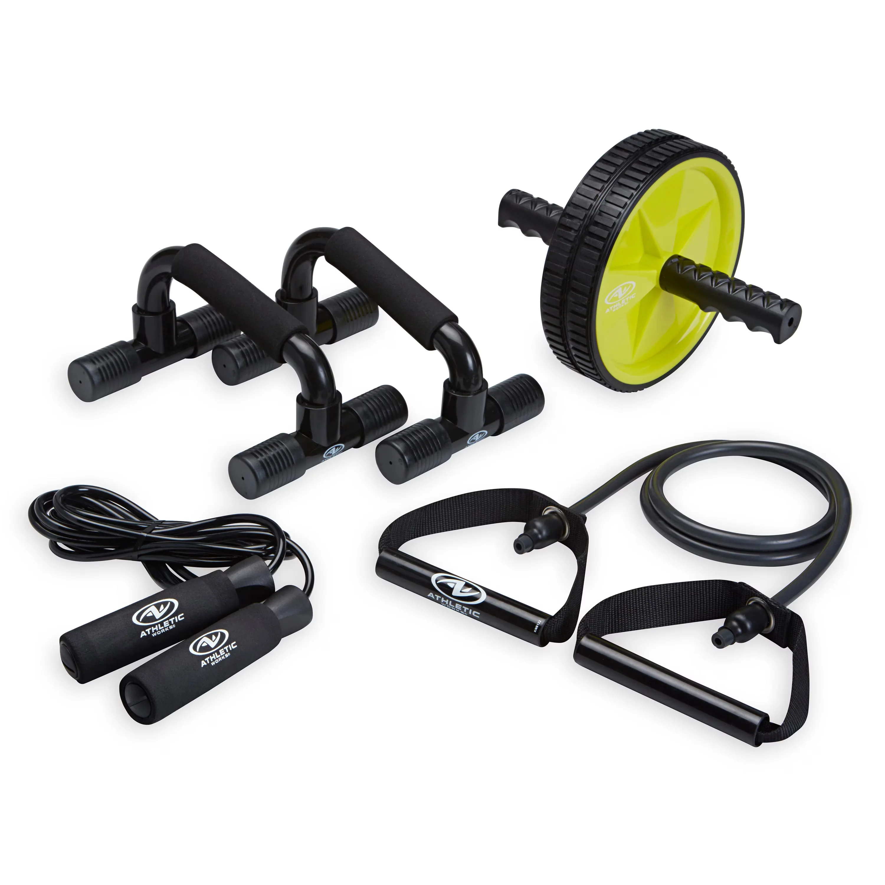 Professional Home Gym Accessory with Anti-Slip, Ab Wheel - Resistance Tube: Rubber, Pvc, Polyester, Metal Jump Rope: Pvc, Foam Ab... Model ED843A