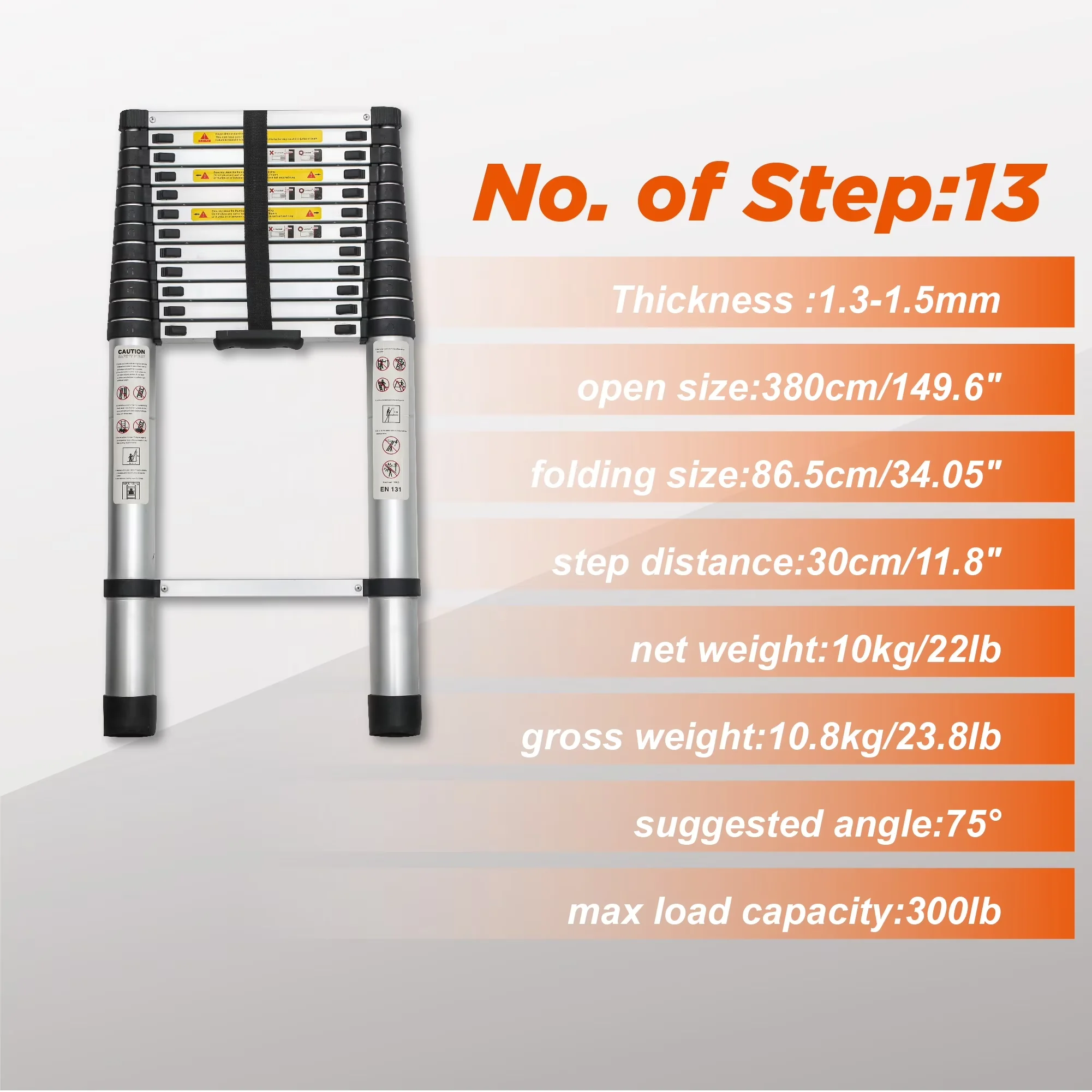 Essential Ladders And Step Stool with Telescoping, 12.5FT Telescoping Ladder - Aluminium Black for Rv, Home Model A461D4