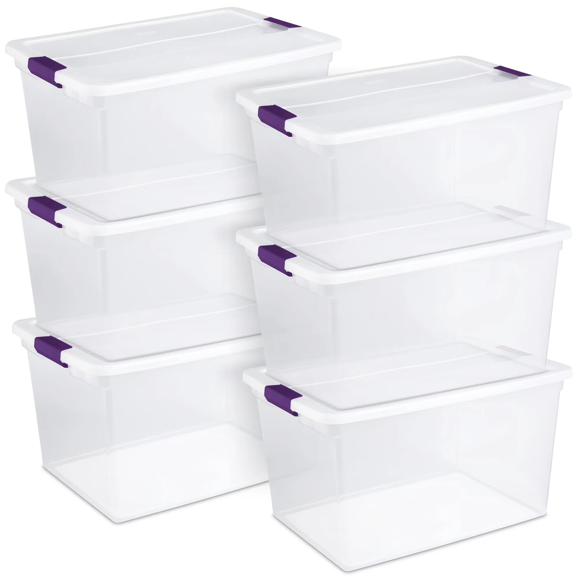 Professional Garage Storage Supply with Stackable, Clear Plastic, 66 Quart - Clear Plastic Model 4AC70B
