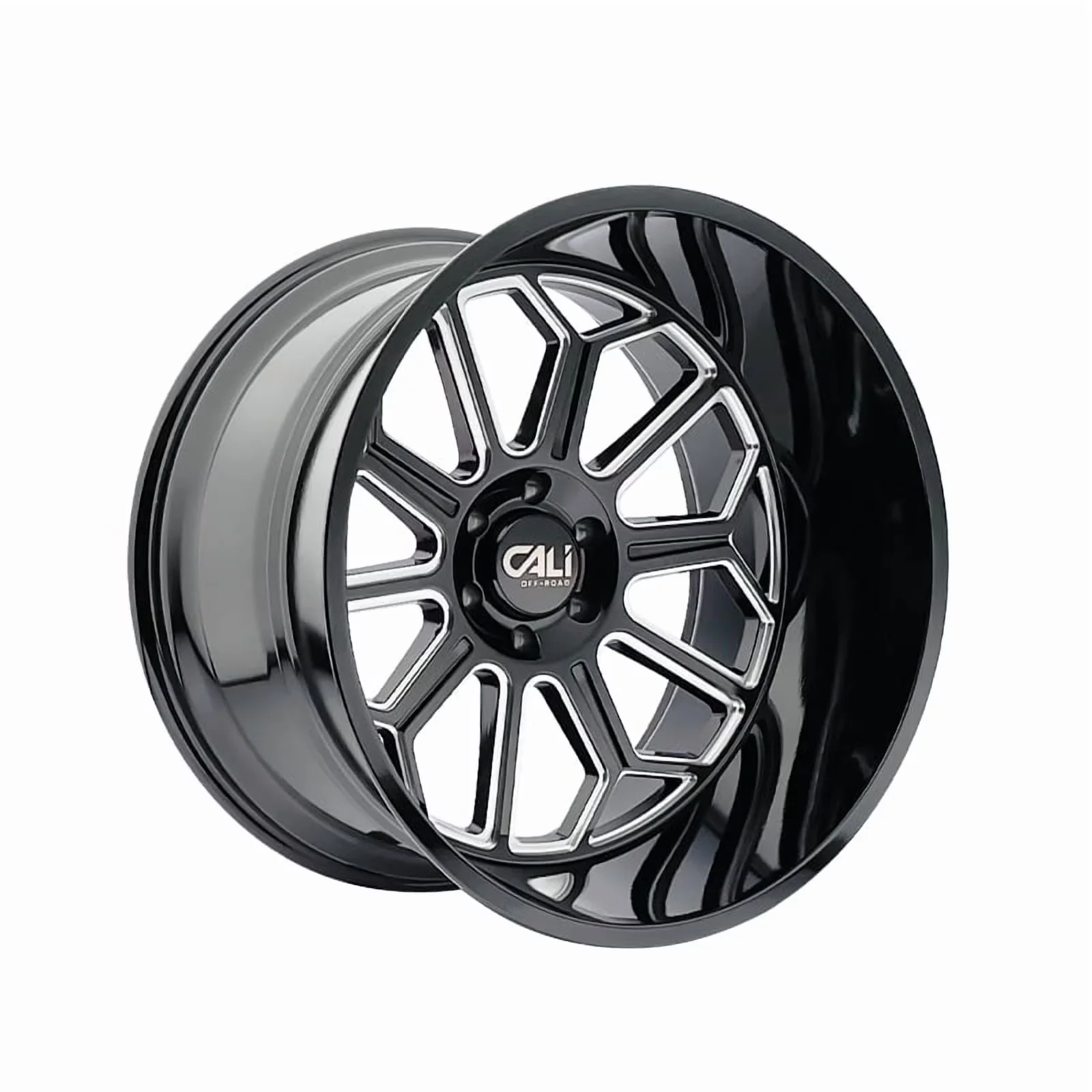 Professional Wheels And Rim with Split Spokes, Auburn 24X14 8-165.1 125.2 -76 - Gloss Black Milled Model 8AFFCB