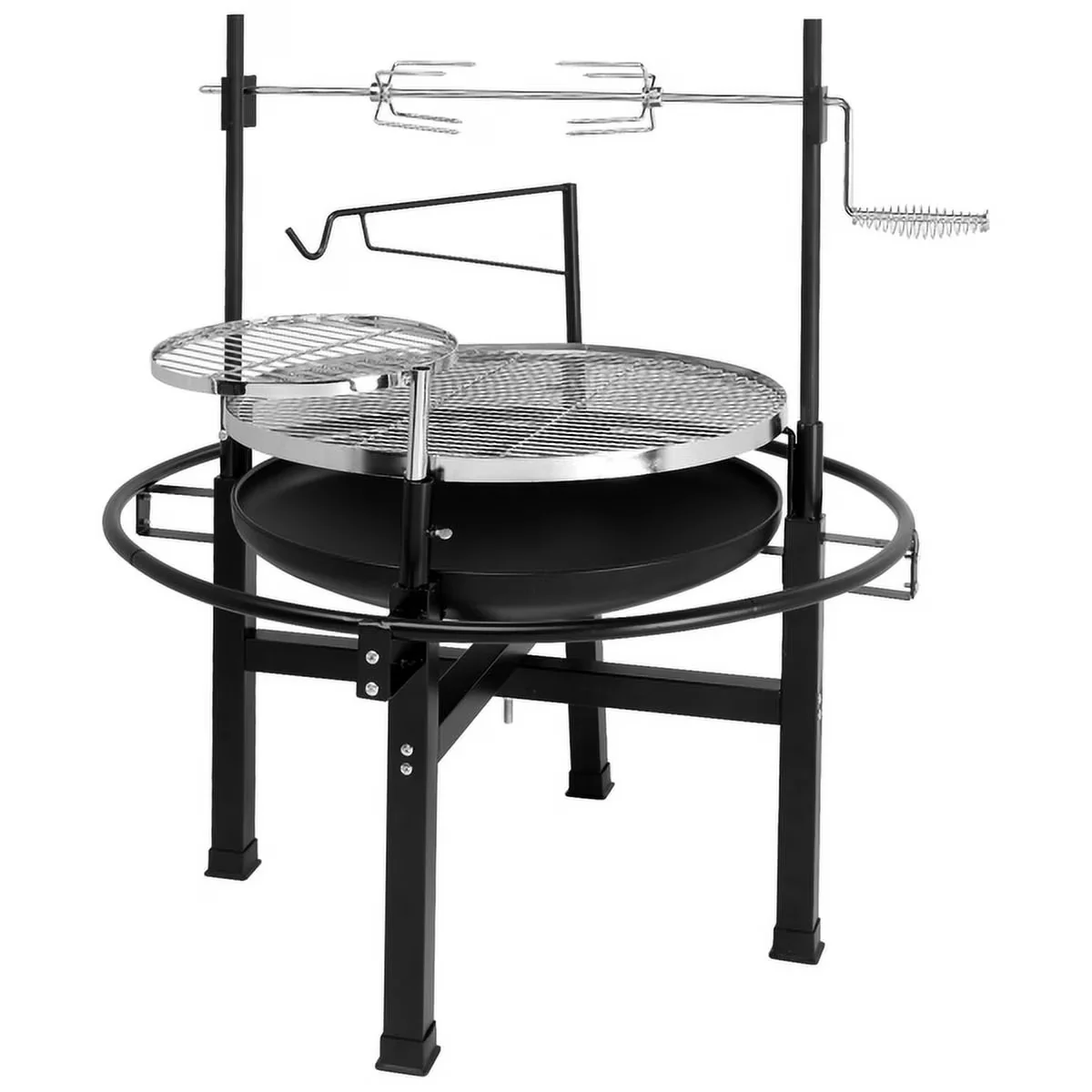 Reliable Charcoal Grill with Adjustable Charcoal Tray, Black, Wood Burning Fire Pit BBQ Combo - Black Metal Model 971894
