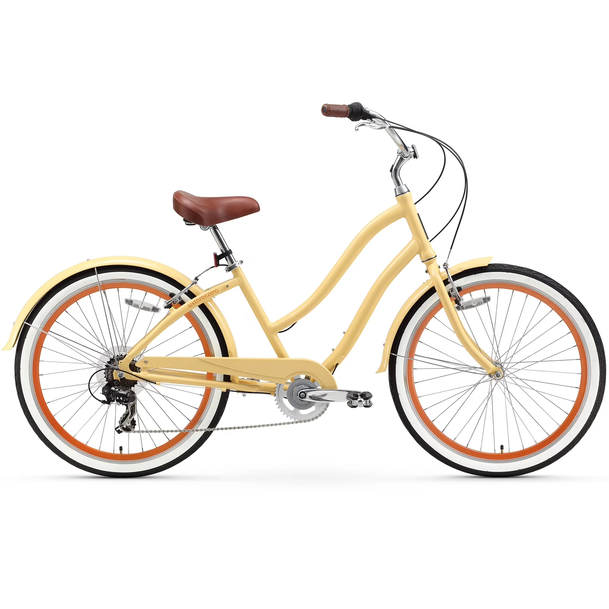 Quality Cruiser Bike with Adjustable Seat, Beach cruiser comes assembled - Off-White Model C8A546