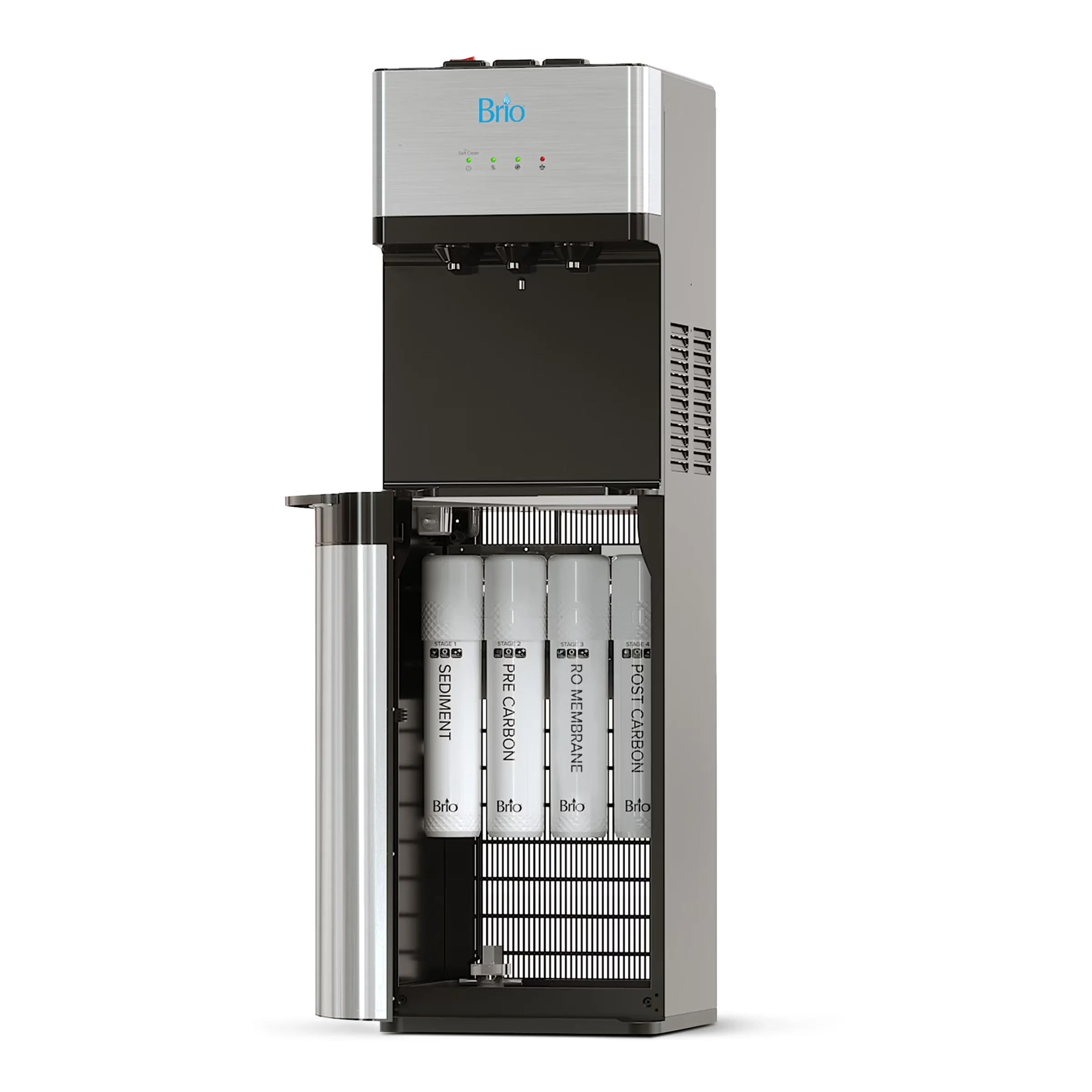 Durable Water Filtration with Child Safely Lock, Multi-Stage, 500 Series Bottle-Less Cooler Dispenser - Silver Stainless Steel, Plastic Model A799D1