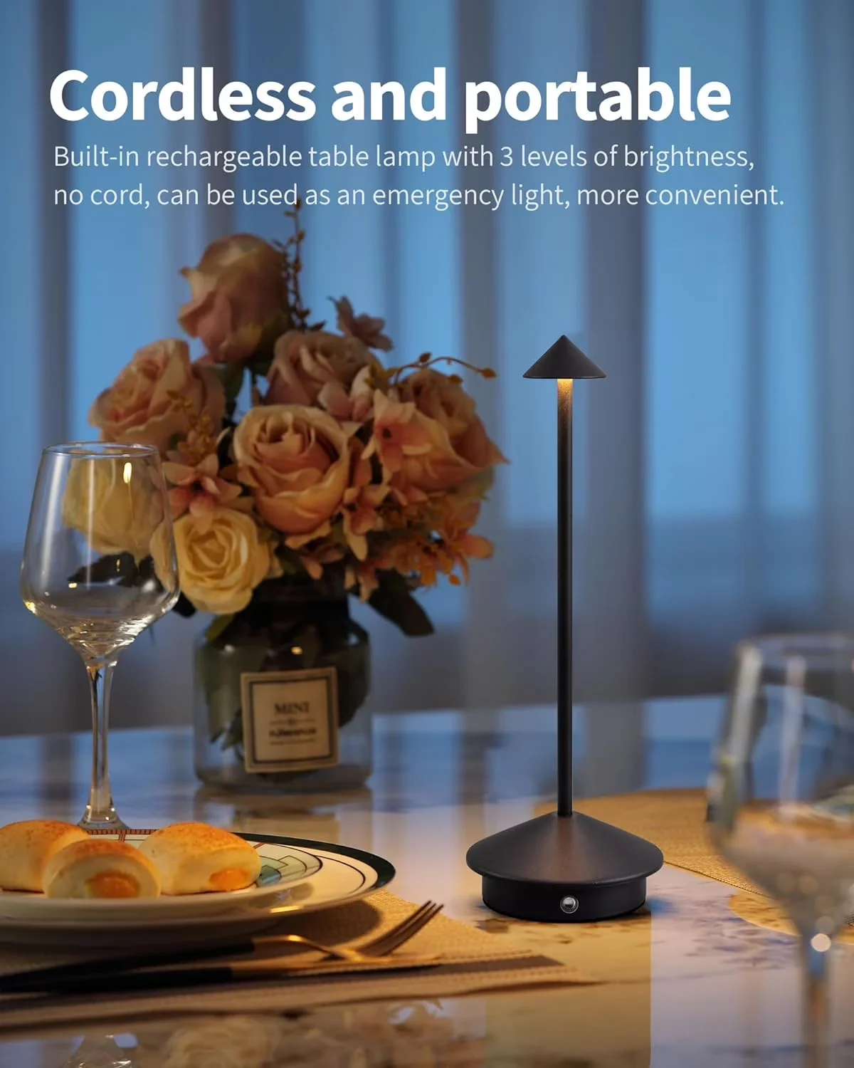 Lamp Set Modern with LED, Modern Cordless Table of 2 for Dining Room, Bedroom - Model 12EBD7