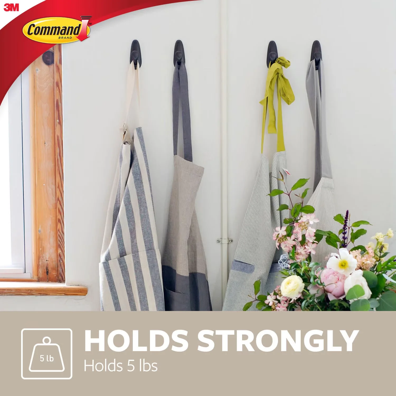 Damage-Free Hanging Essential with Easy Installation, Wall-Mountable, Medium - Silver Metal Model D2F253