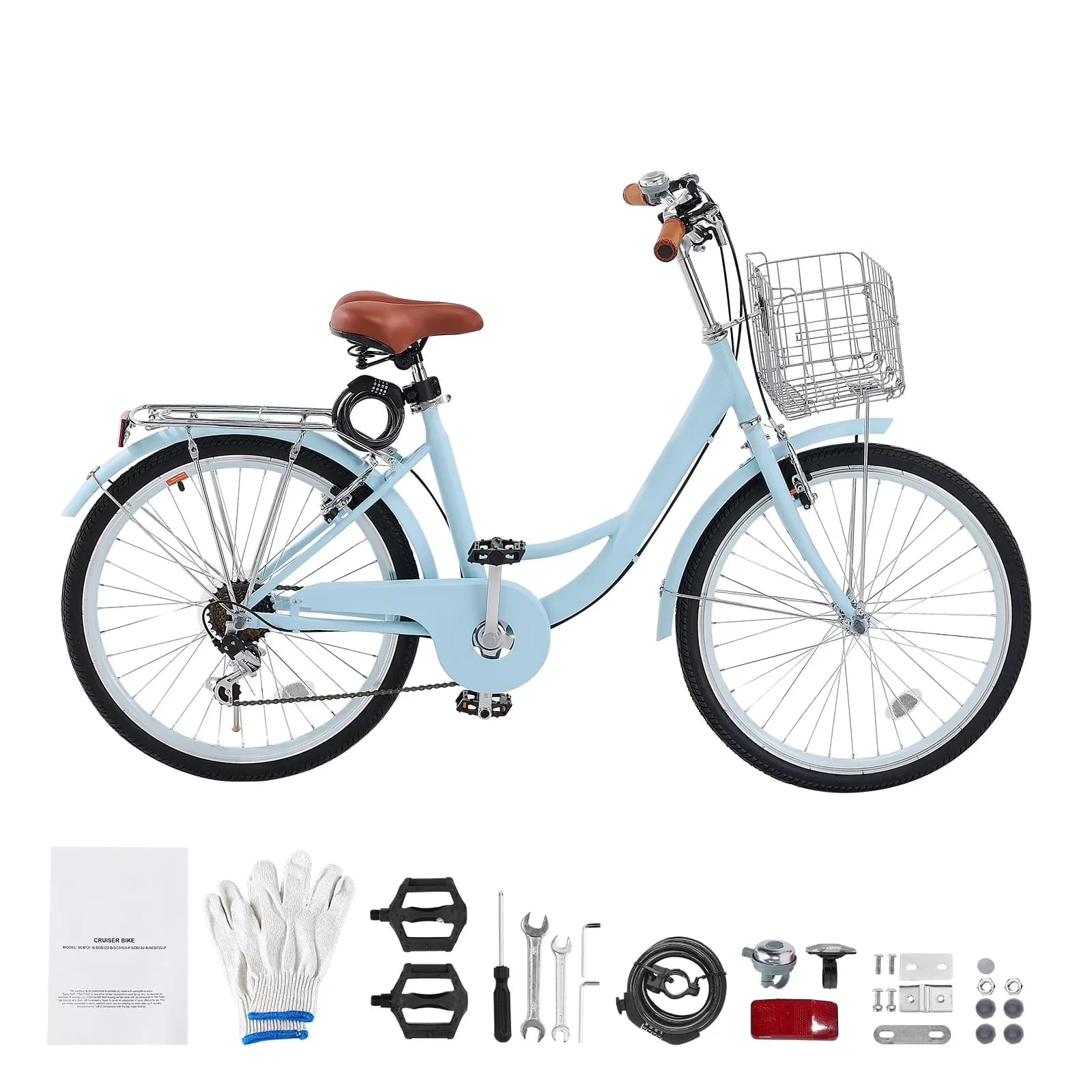 Stylish Cruiser Bike with Foldable, Adjustable Seat, Robust Carbon Steel Leisure Bicycle - Multicolor Model 775507